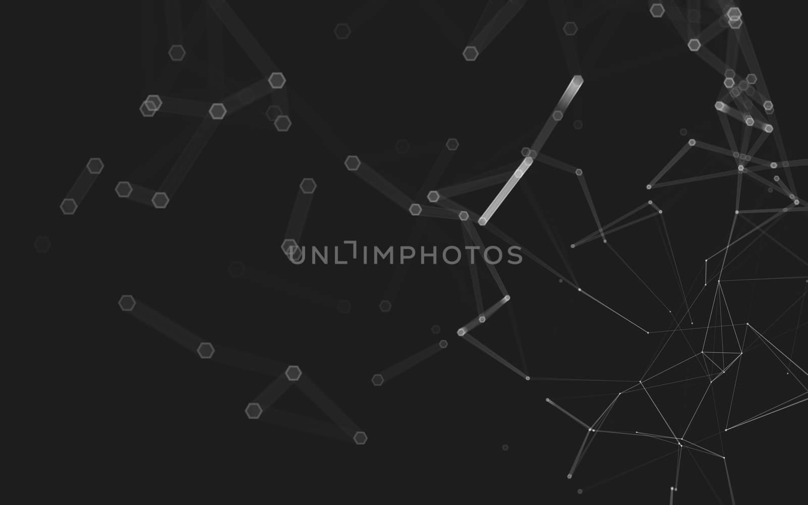 Abstract polygonal space low poly dark background with connecting dots and lines. Connection structure. 3d rendering