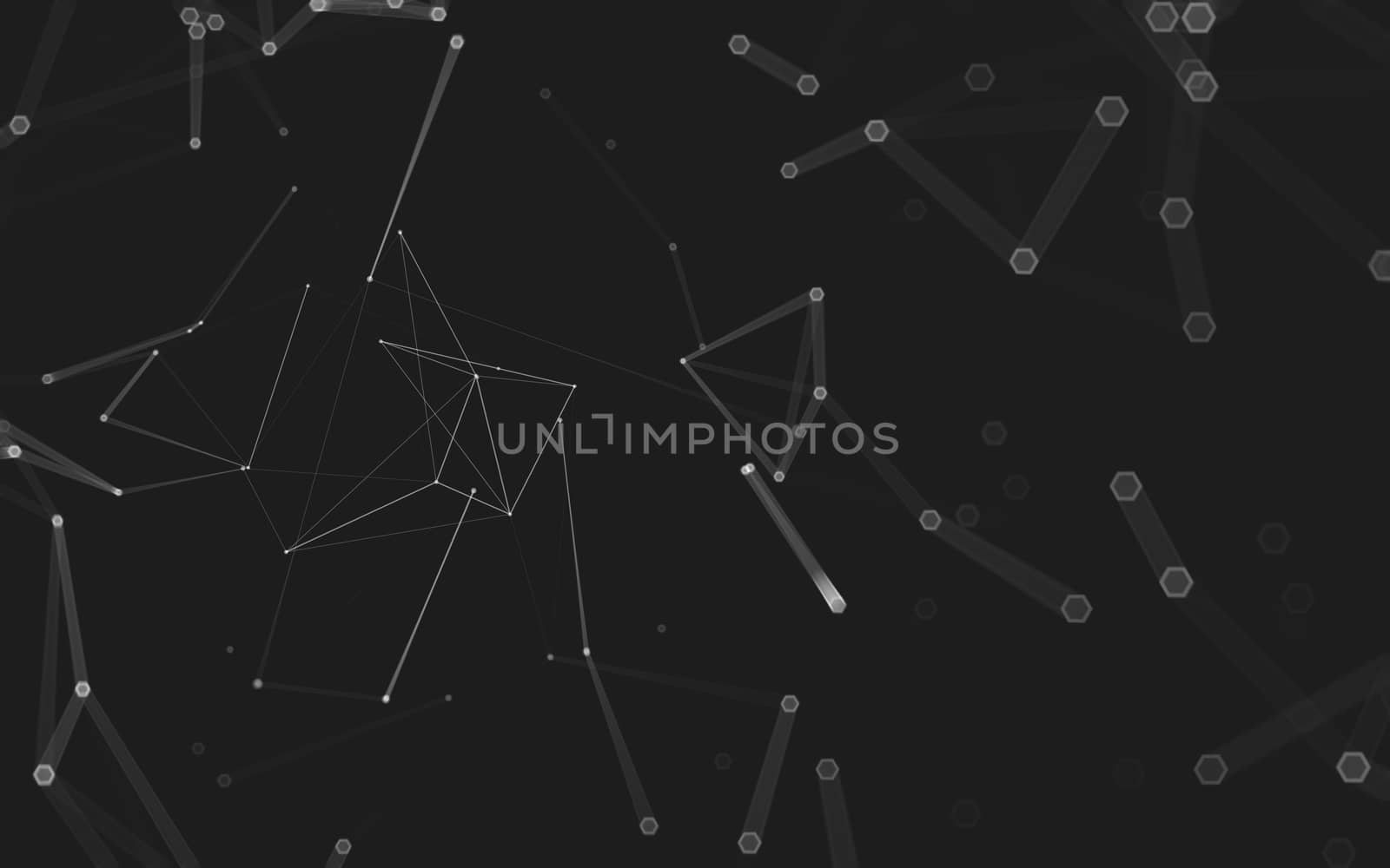 Abstract polygonal space low poly dark background with connecting dots and lines. Connection structure. 3d rendering