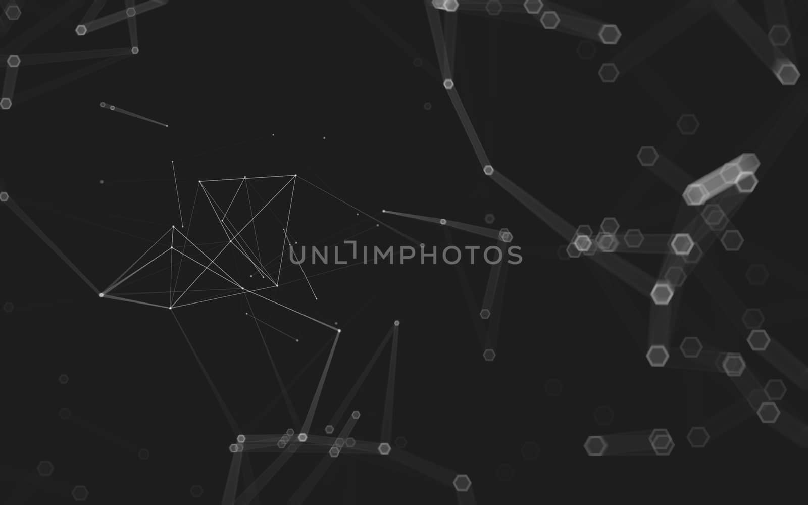 Abstract polygonal space low poly dark background with connecting dots and lines. Connection structure. 3d rendering