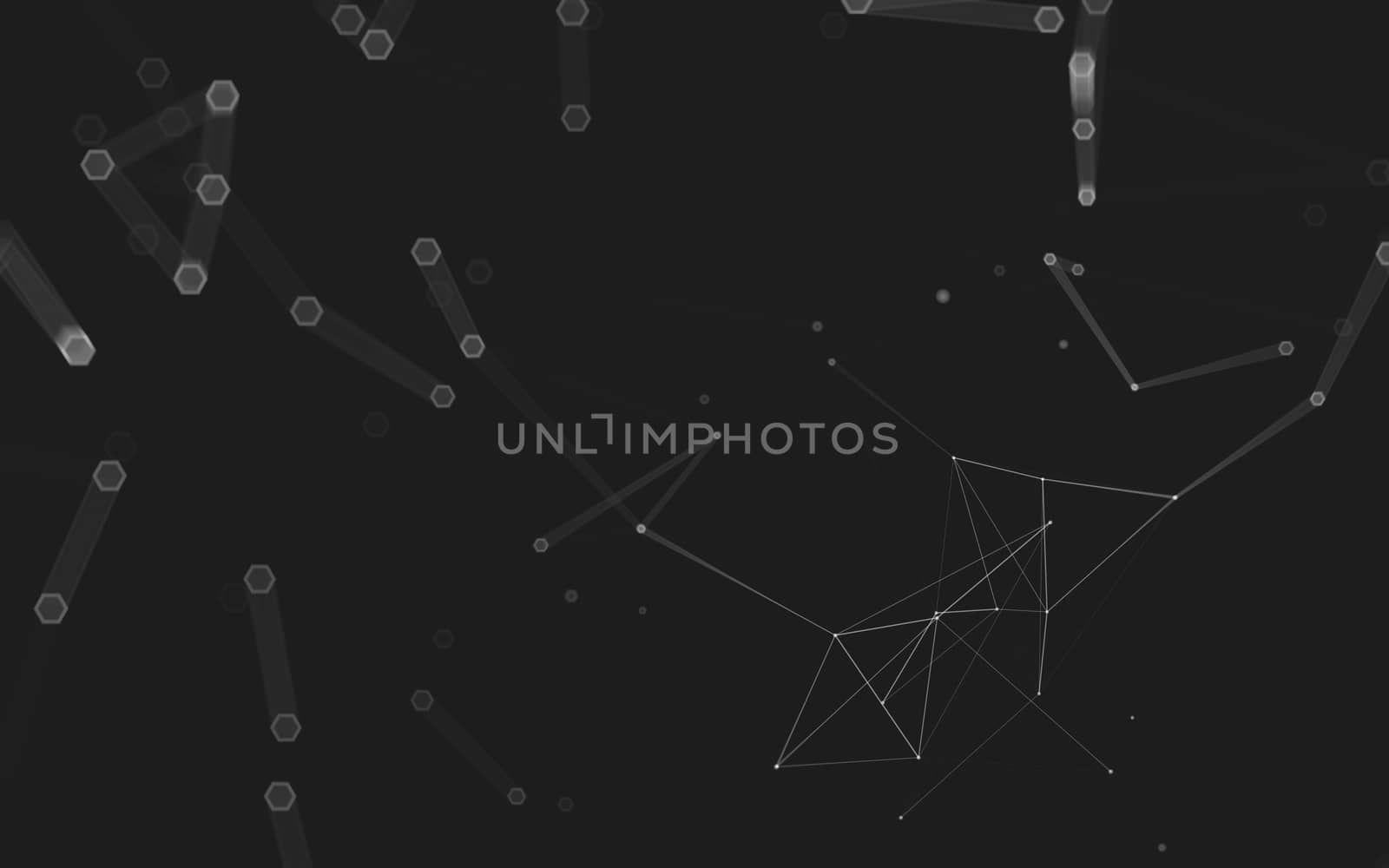 Abstract polygonal space low poly dark background with connecting dots and lines. Connection structure. 3d rendering