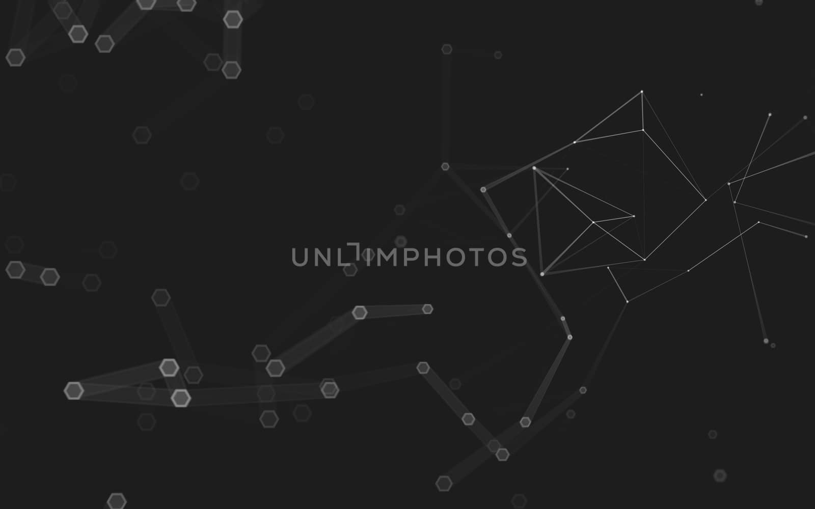 Abstract polygonal space low poly dark background with connecting dots and lines. Connection structure. 3d rendering