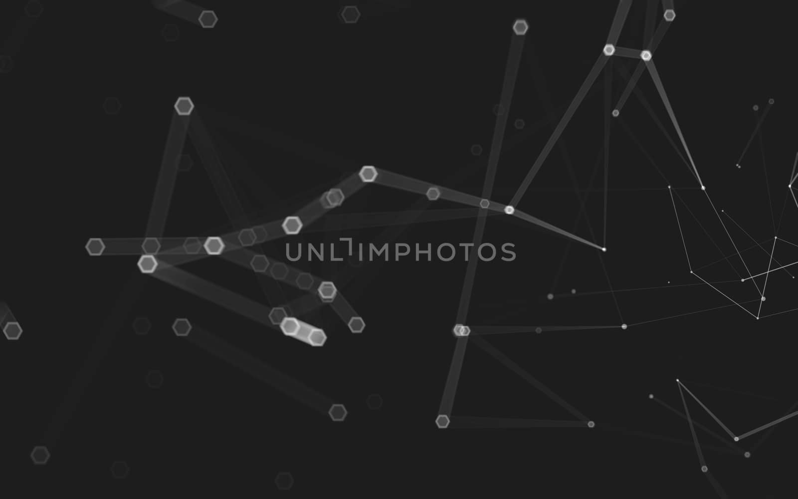 Abstract polygonal space low poly dark background with connecting dots and lines. Connection structure. 3d rendering