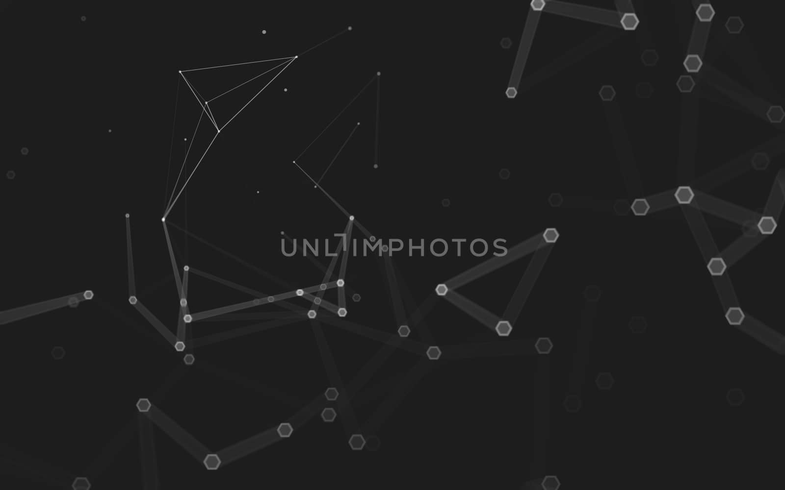 Abstract polygonal space low poly dark background with connecting dots and lines. Connection structure. 3d rendering