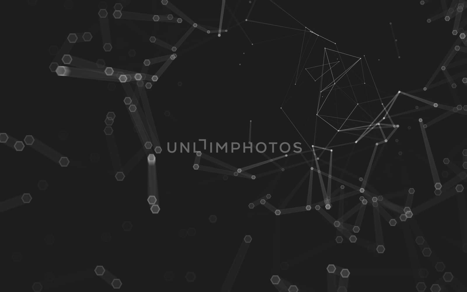 Abstract polygonal space low poly dark background with connecting dots and lines. Connection structure. 3d rendering