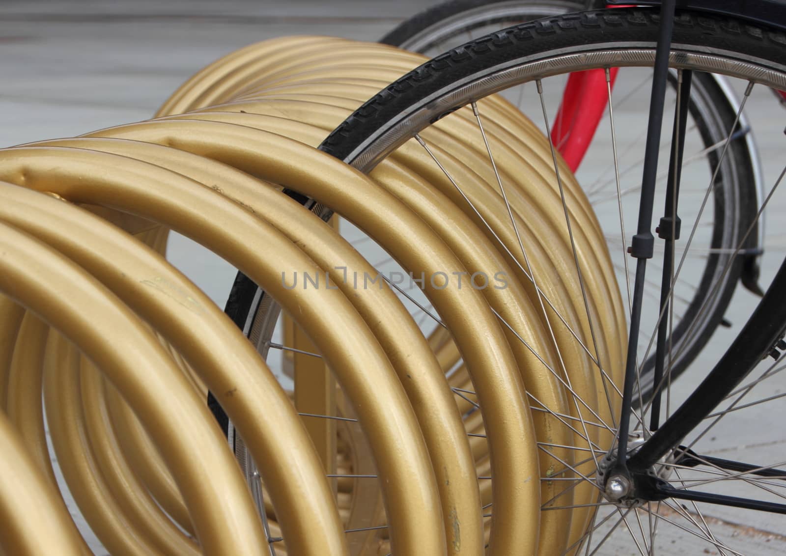Golden Steel Bicycle Mount Urban Rack Closeup
