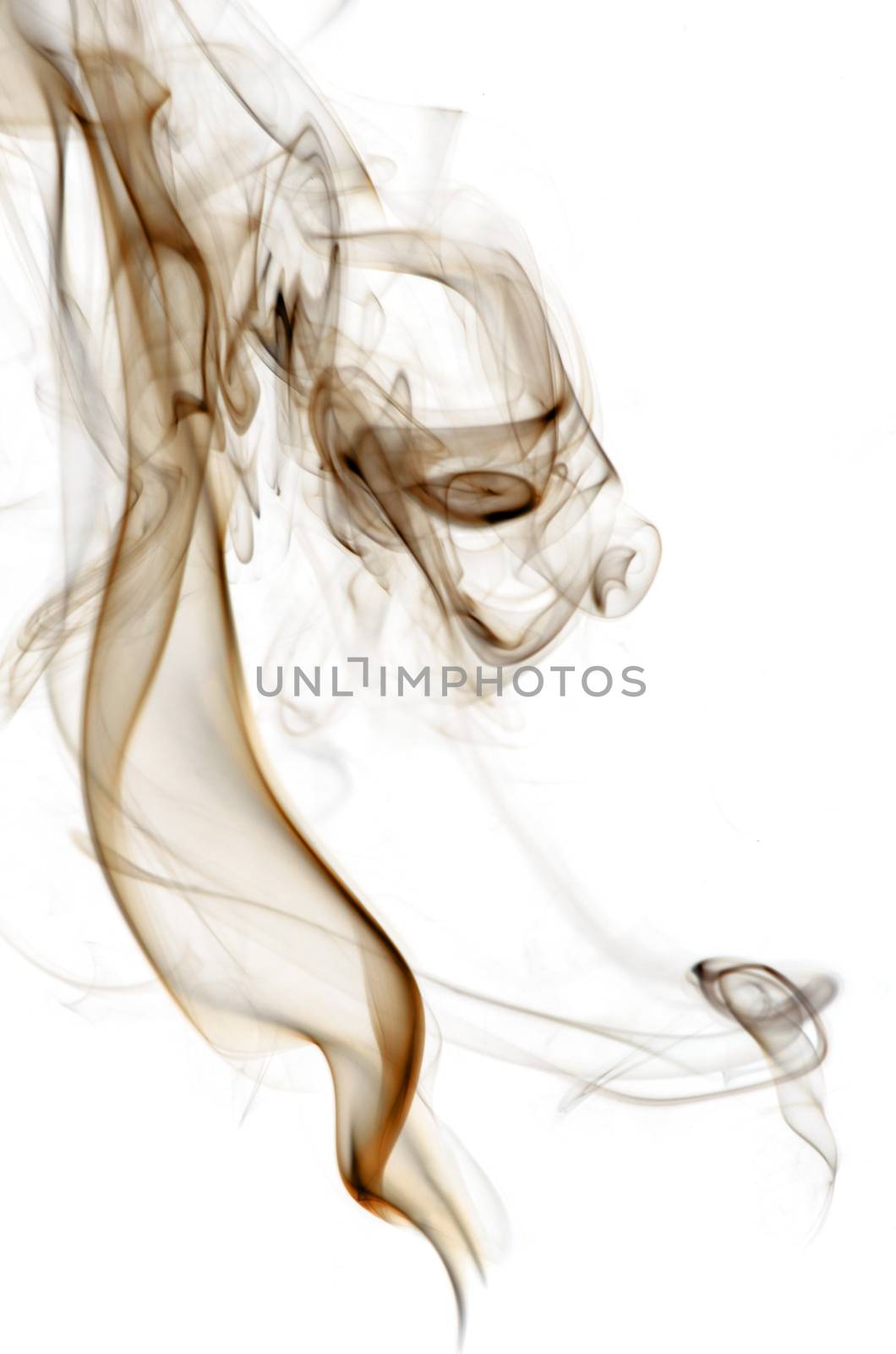 Brown insence smoke on white background, graphic resource.