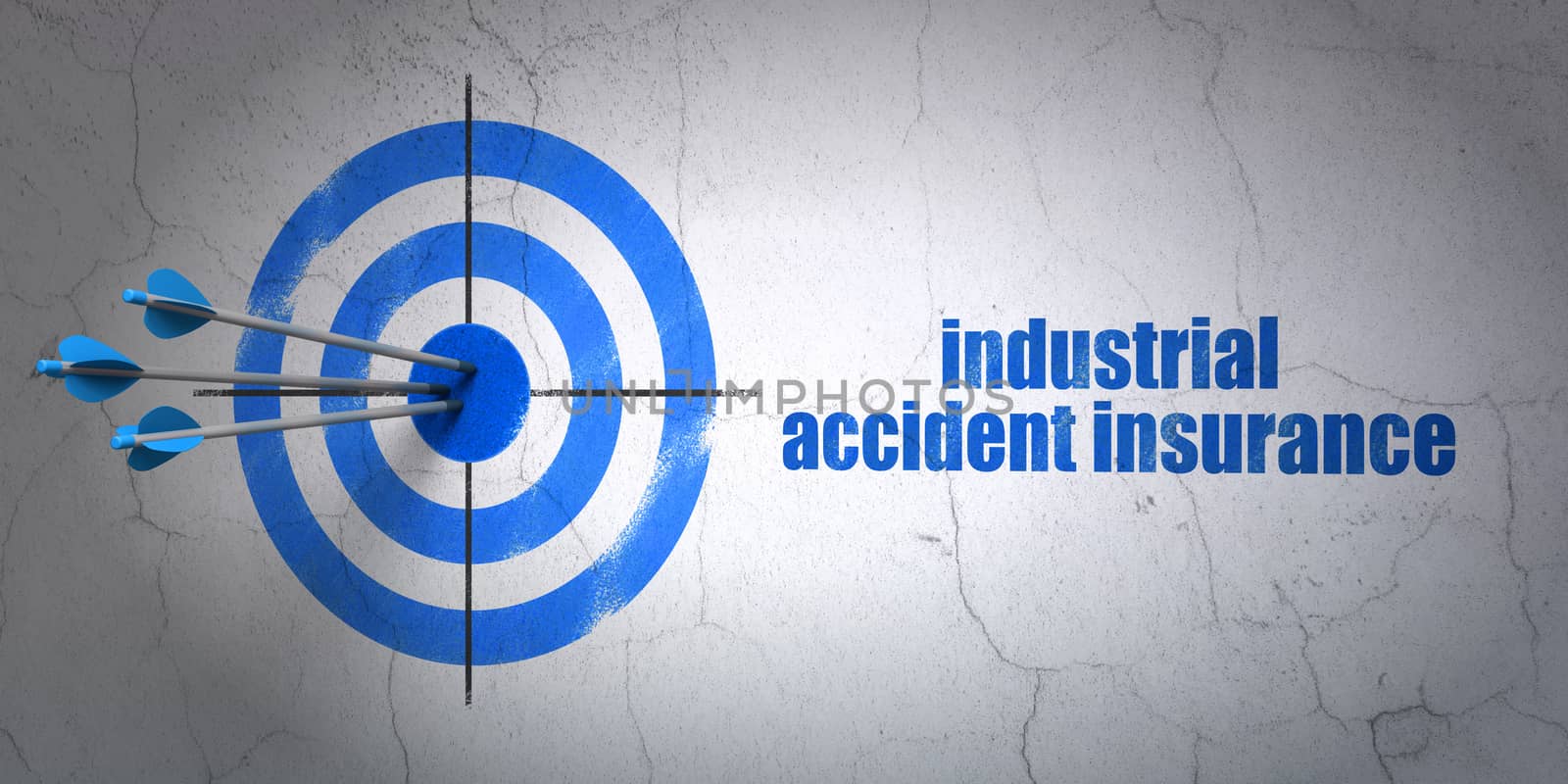 Insurance concept: target and Industrial Accident Insurance on wall background by maxkabakov