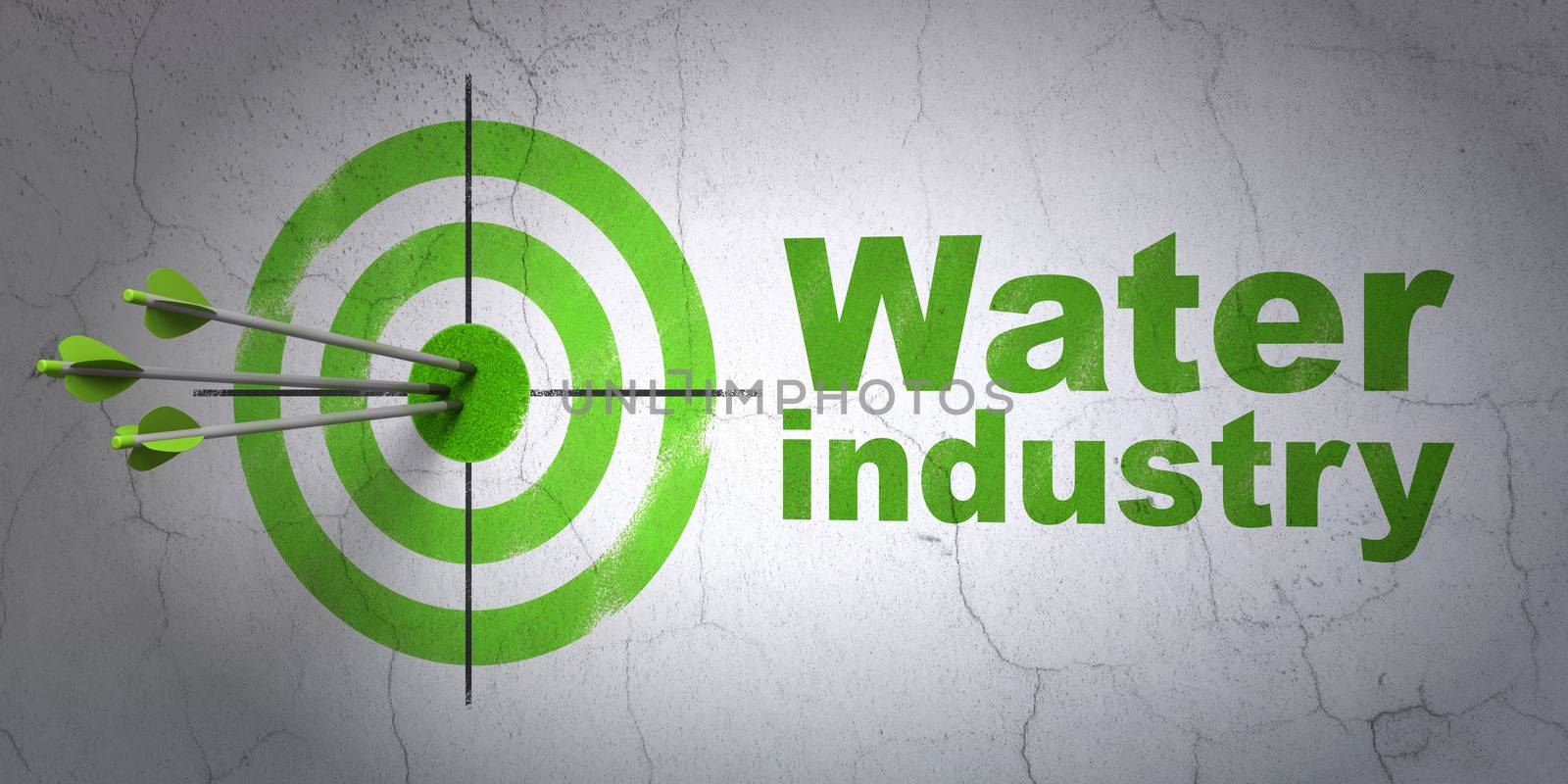 Manufacuring concept: target and Water Industry on wall background by maxkabakov