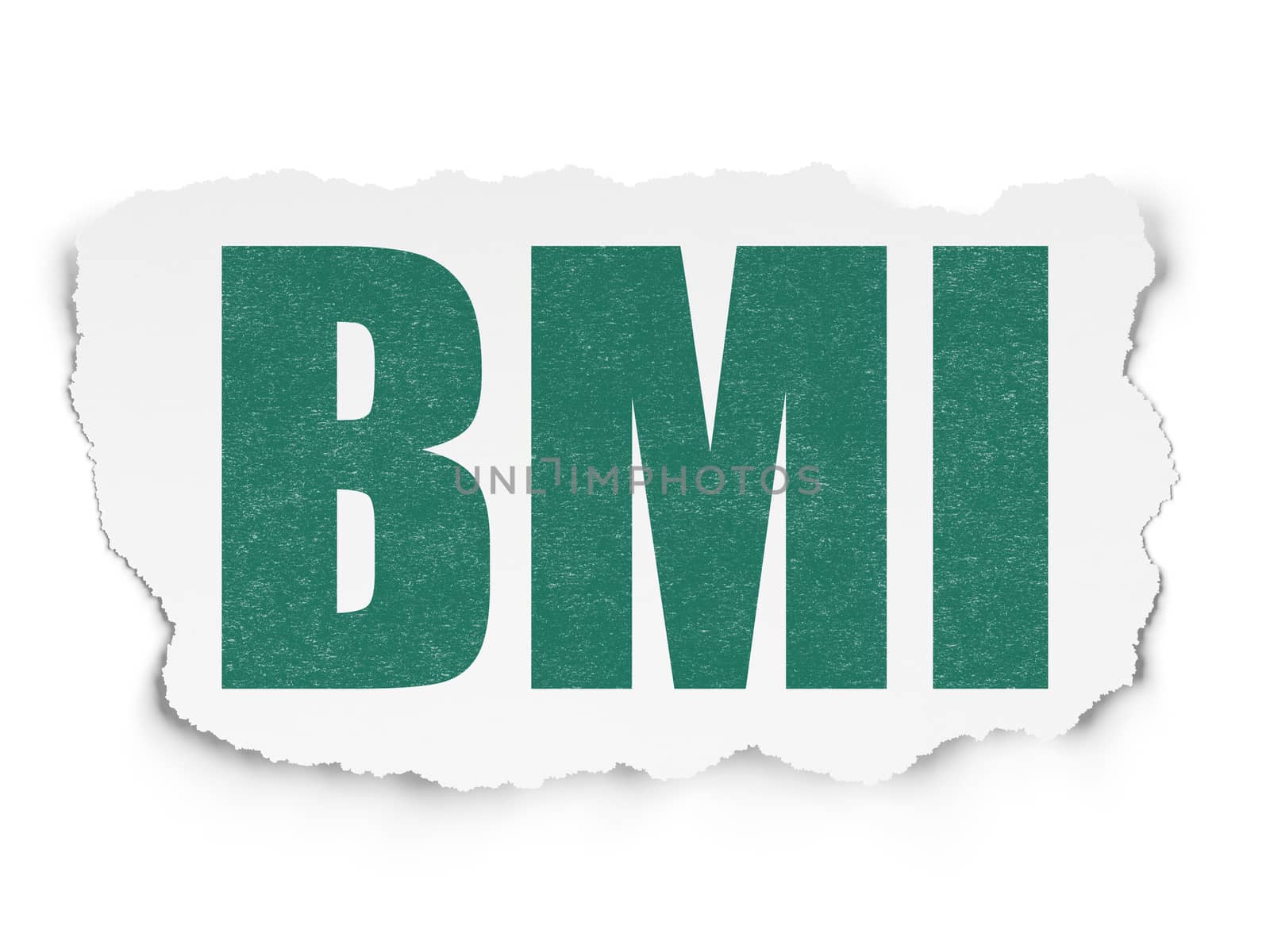 Medicine concept: Painted green text BMI on Torn Paper background with Scheme Of Hand Drawn Medicine Icons