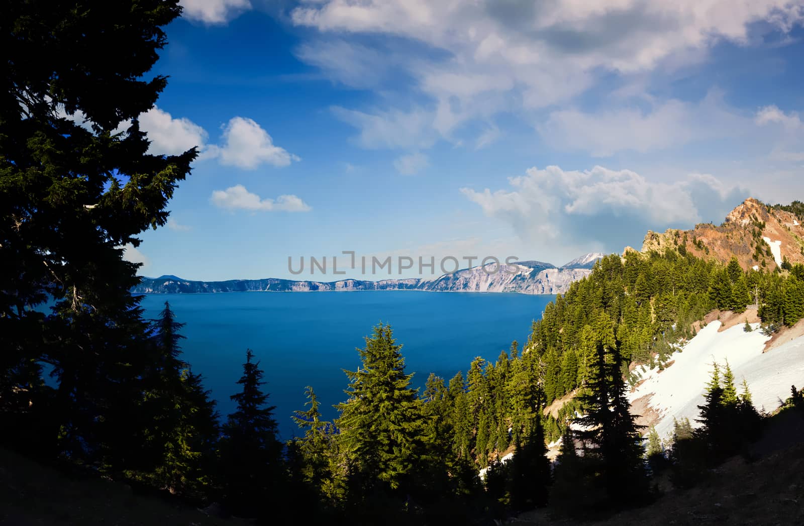 Crater Lake, Oregon on a Sunny Day, Color Image, Day