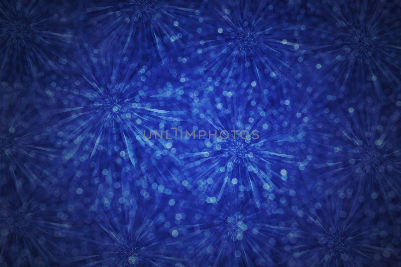 Classic vintage abstract dark blue millennium flower  or firework with bokeh for luxury glitter background