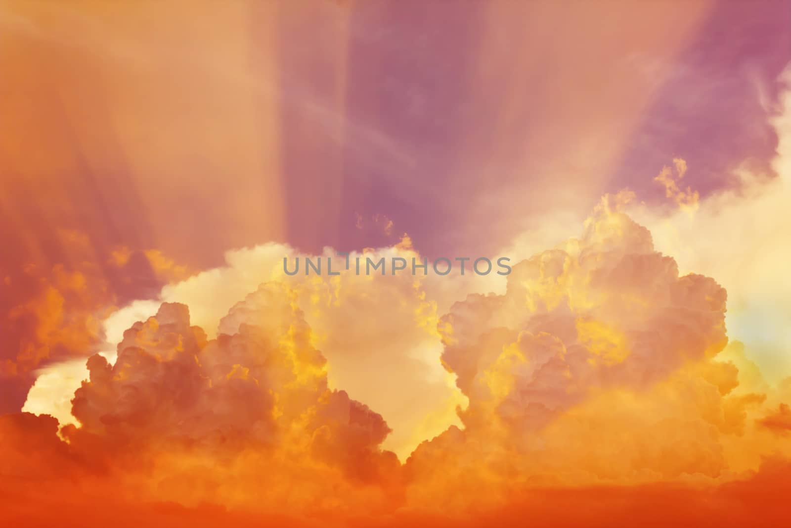Abstract colourful orange pink violet soft dreamy sky with romantic soft mood