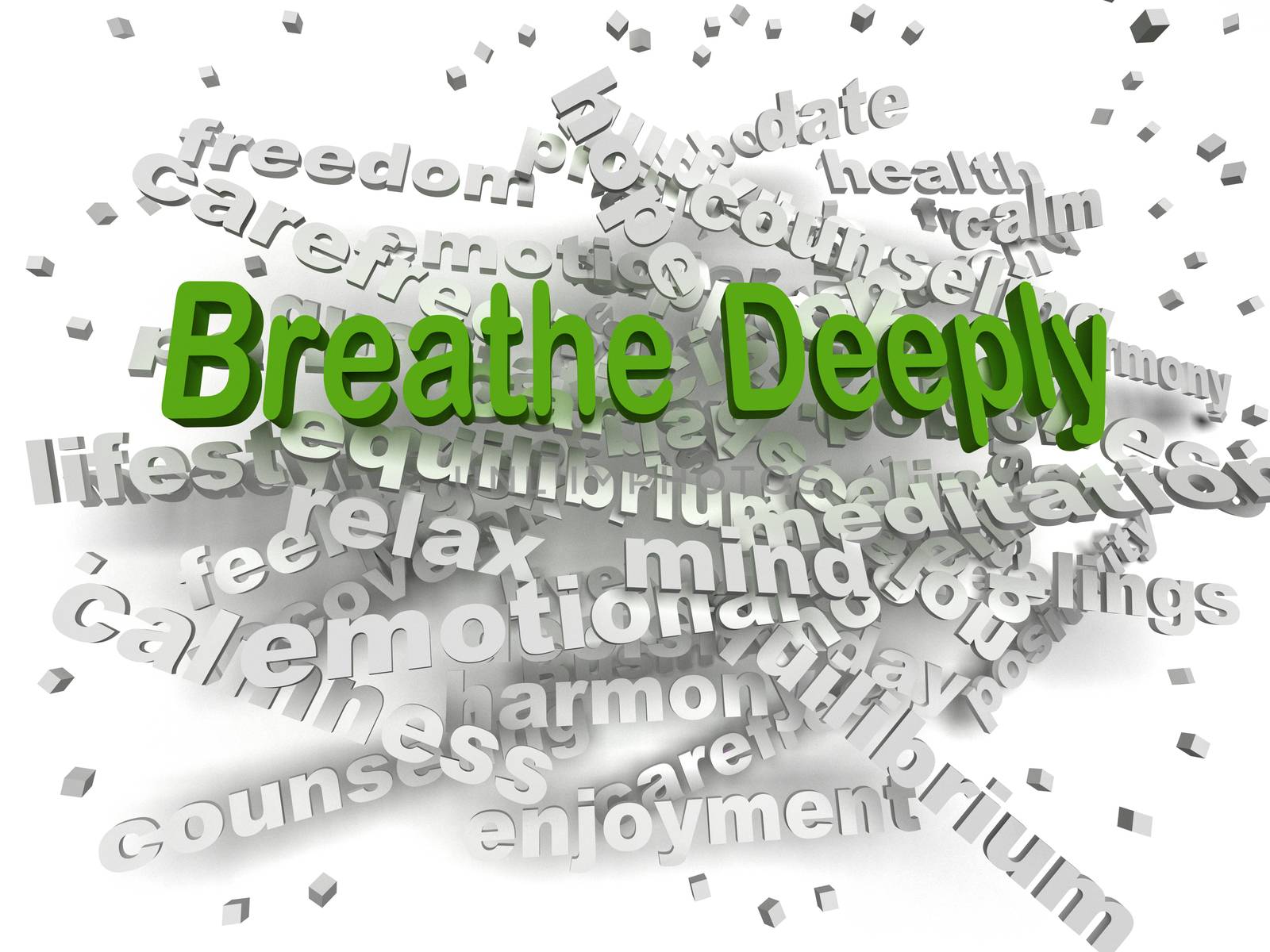 3d image Breathe Deeply word cloud concept by dacasdo