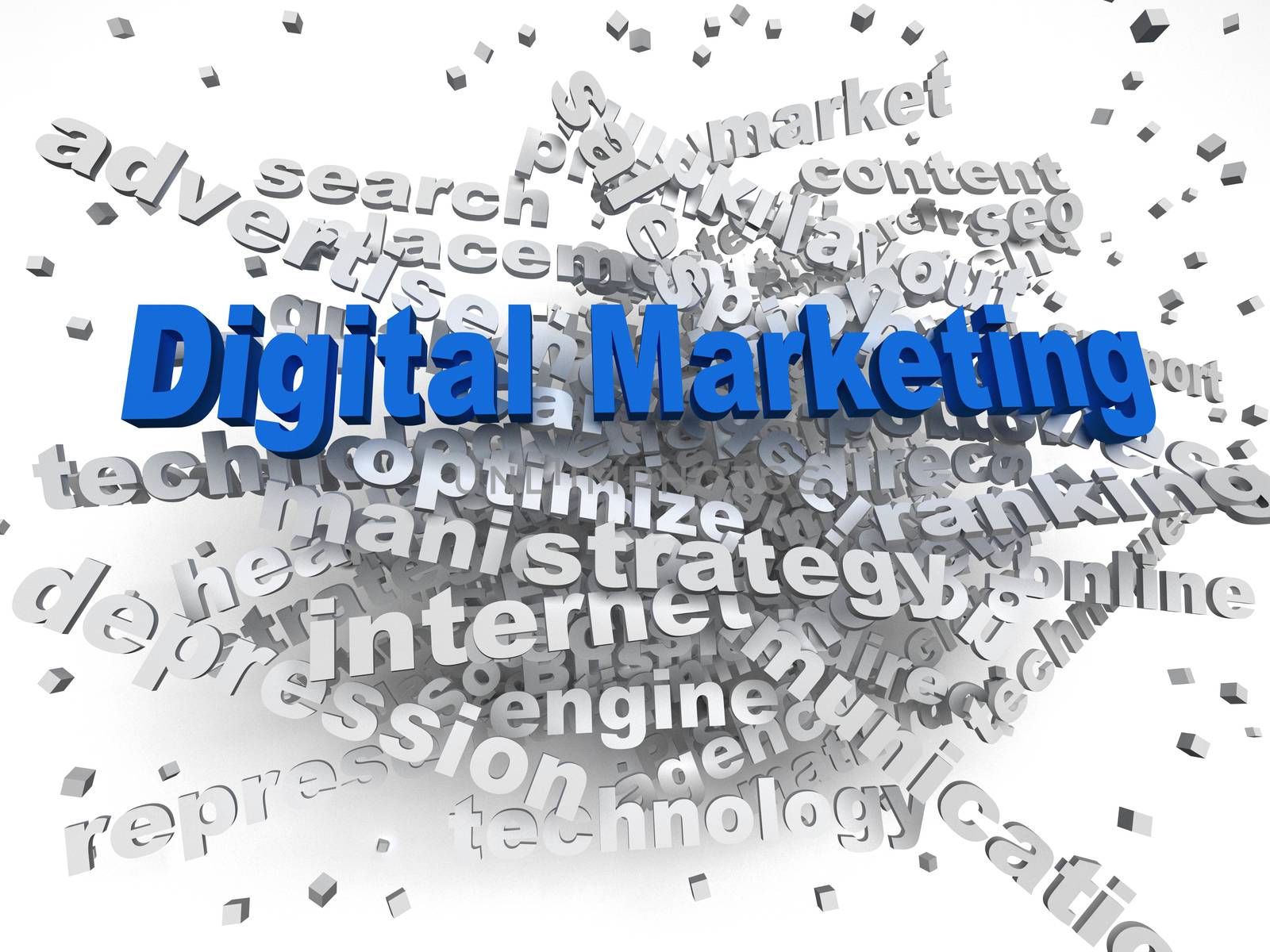3d image Digital Marketing word cloud concept by dacasdo