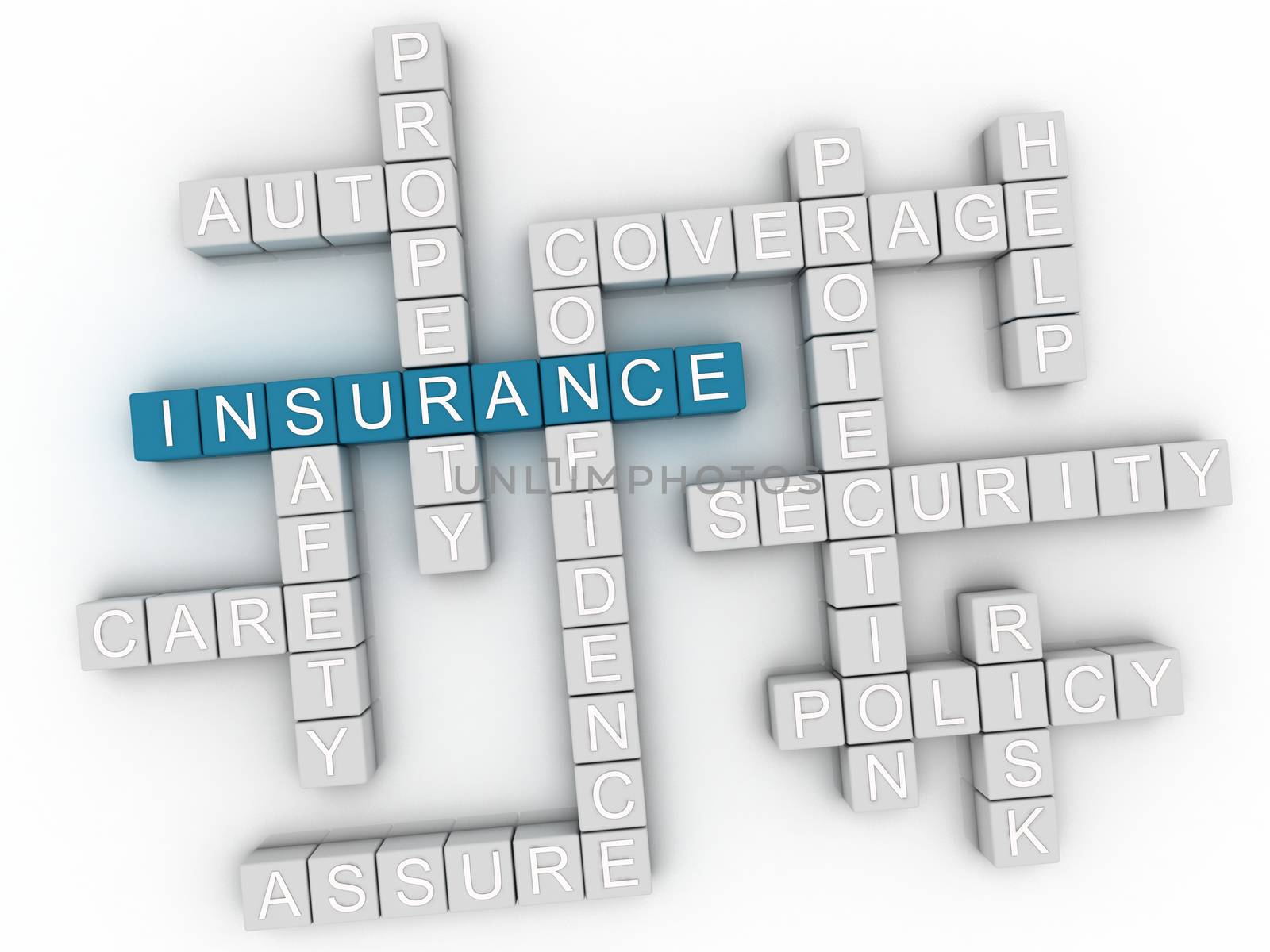 3d image Insurance word cloud concept by dacasdo