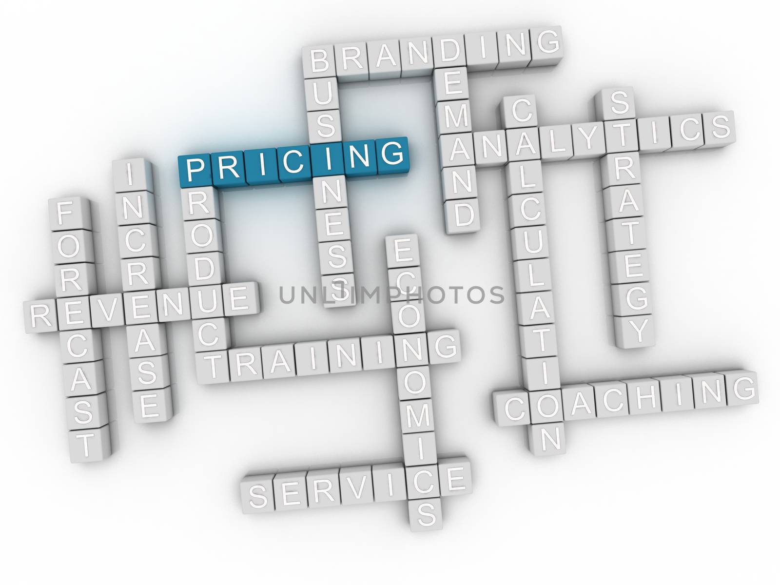 3d image Pricing word cloud concept by dacasdo