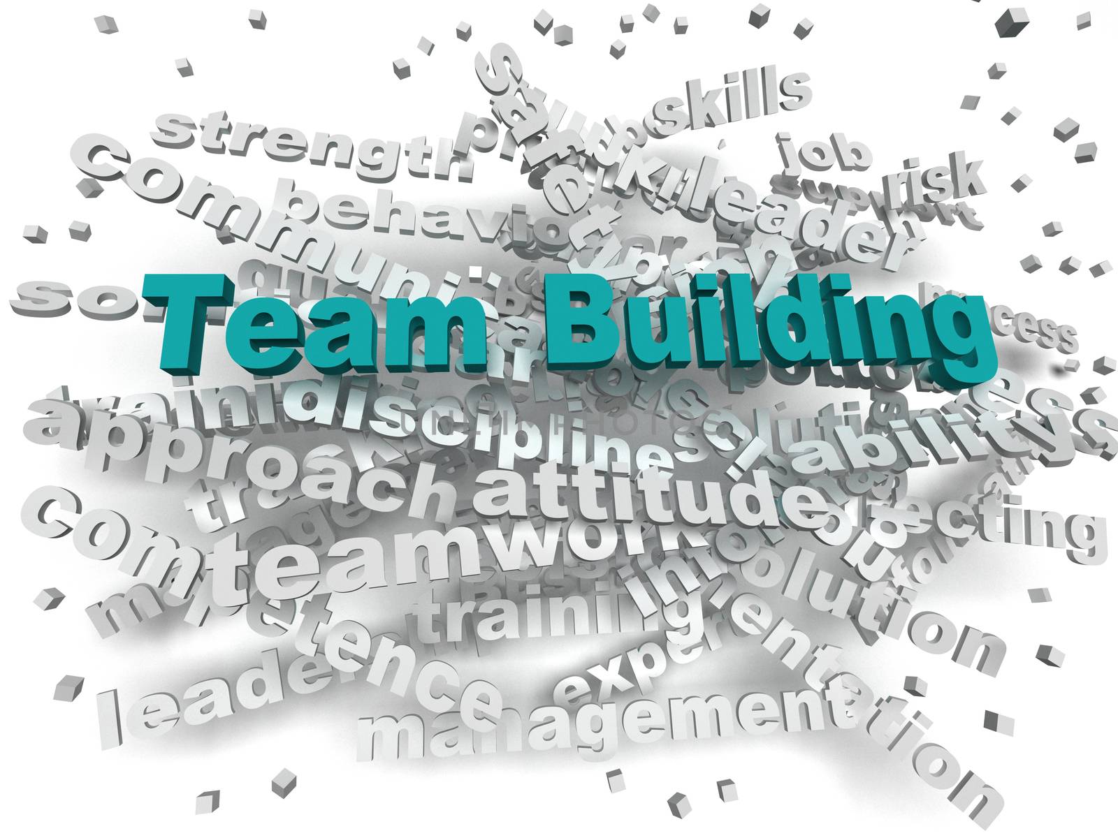 3d image Team Building word cloud concept by dacasdo