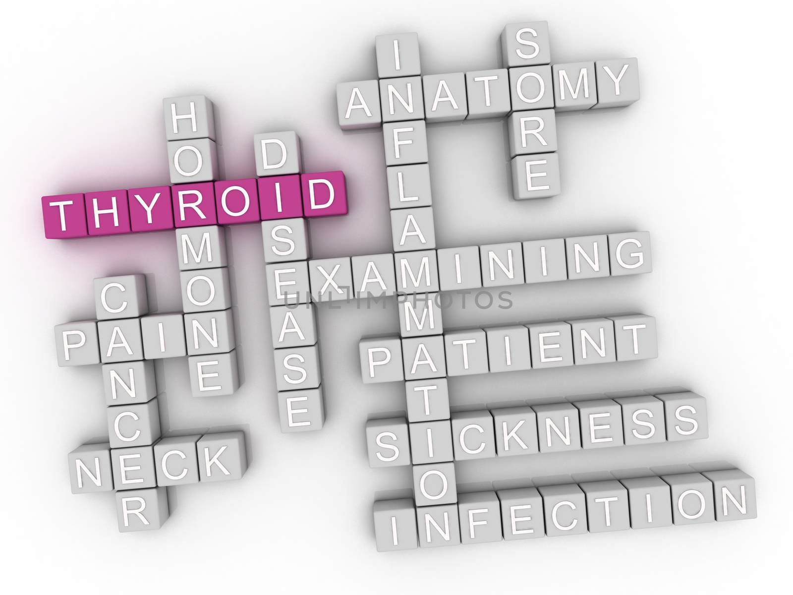 3d image Thyroid word cloud concept by dacasdo