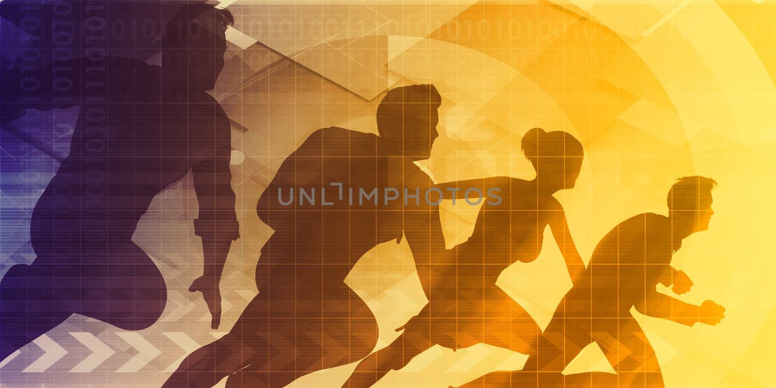 Teamwork Concept with Silhouette of Business Team 