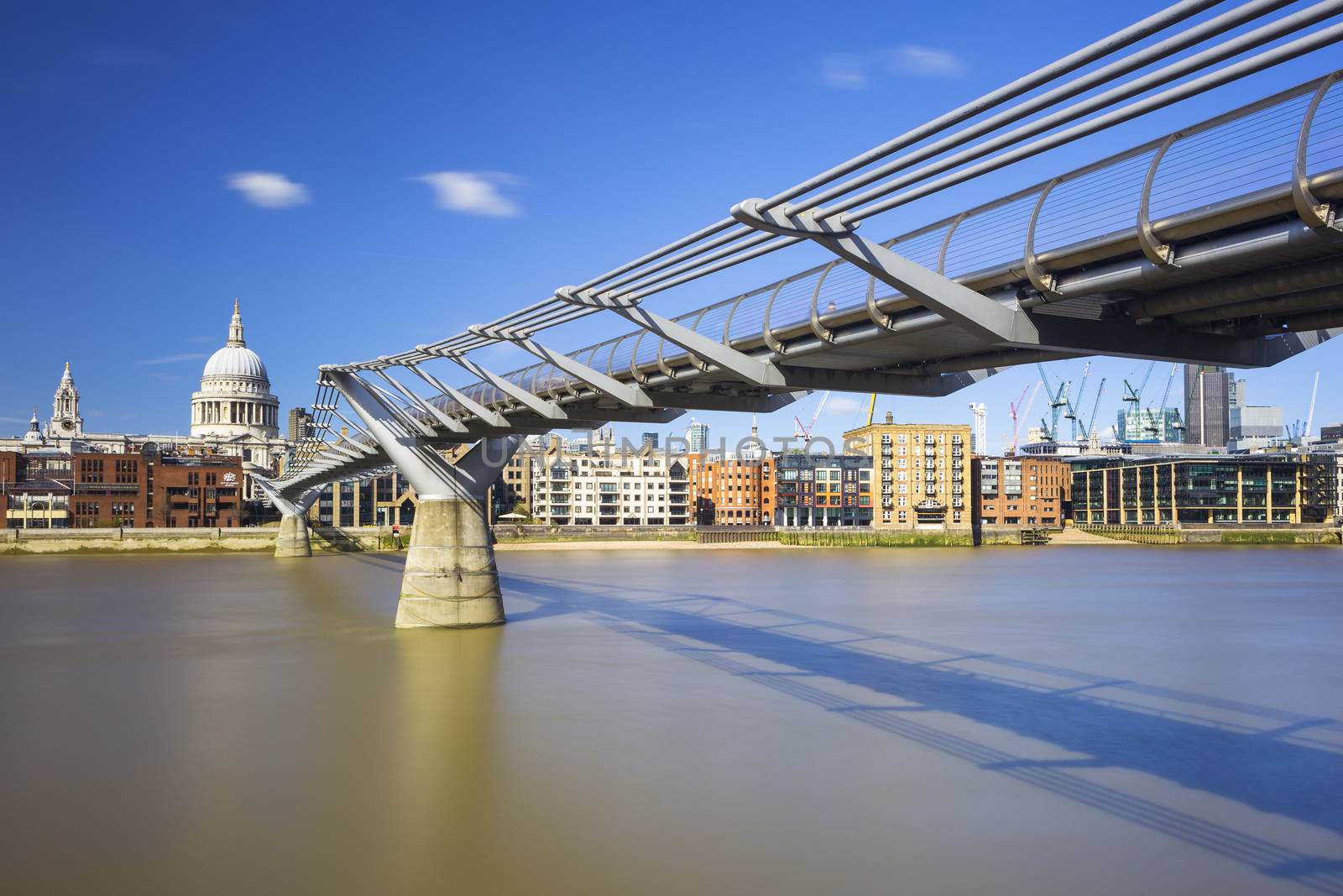 Millennium Bridge with St Pauls across River Thames