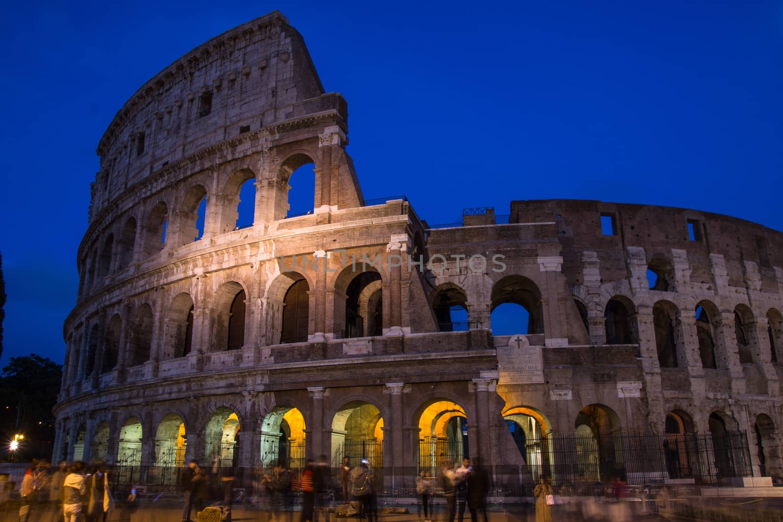 Ancient Roman Colloseum at twilight, Rome, Italy, Europe,
