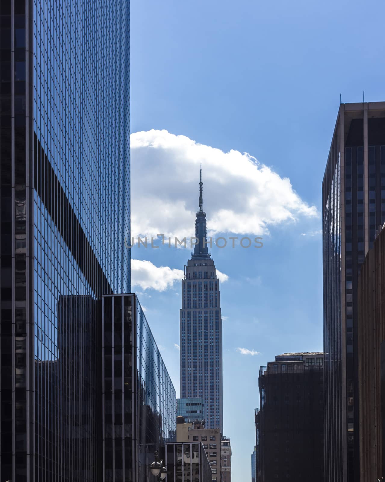 The Empire State Building is a 102-story landmark and American cultural icon in New York City.