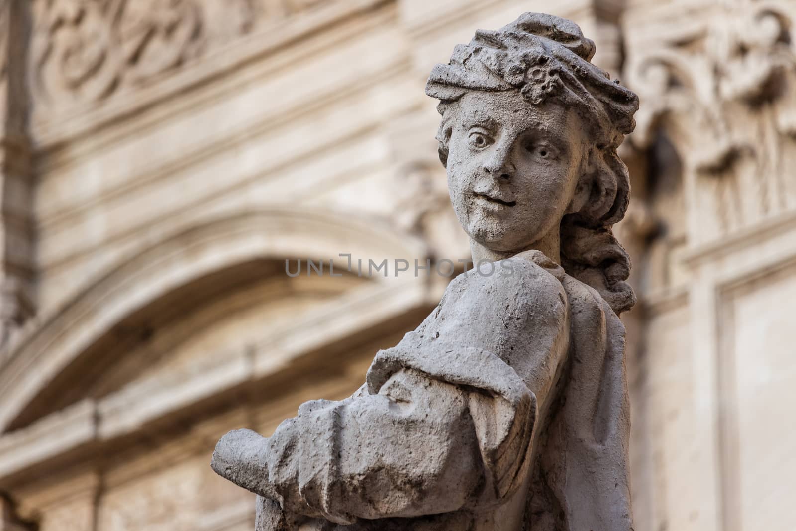 Detail of a statue in a Sicilian baroque church