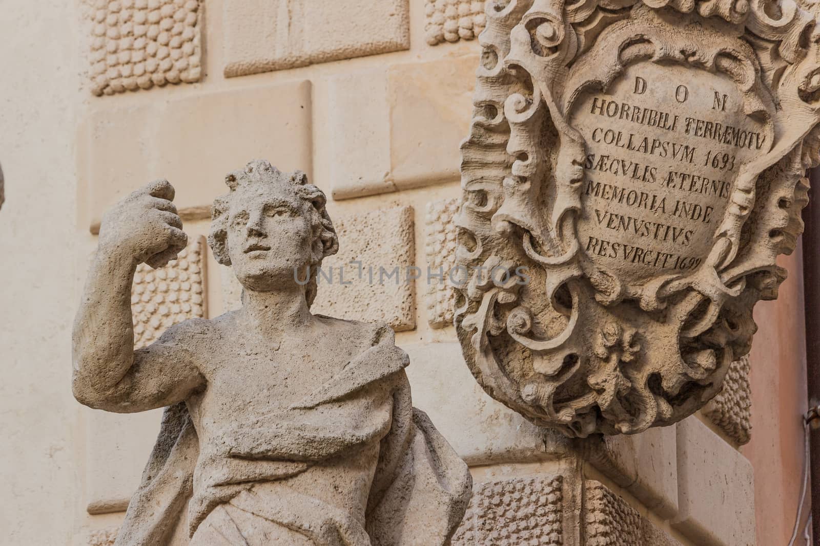 Detail of a statue in a Sicilian baroque church