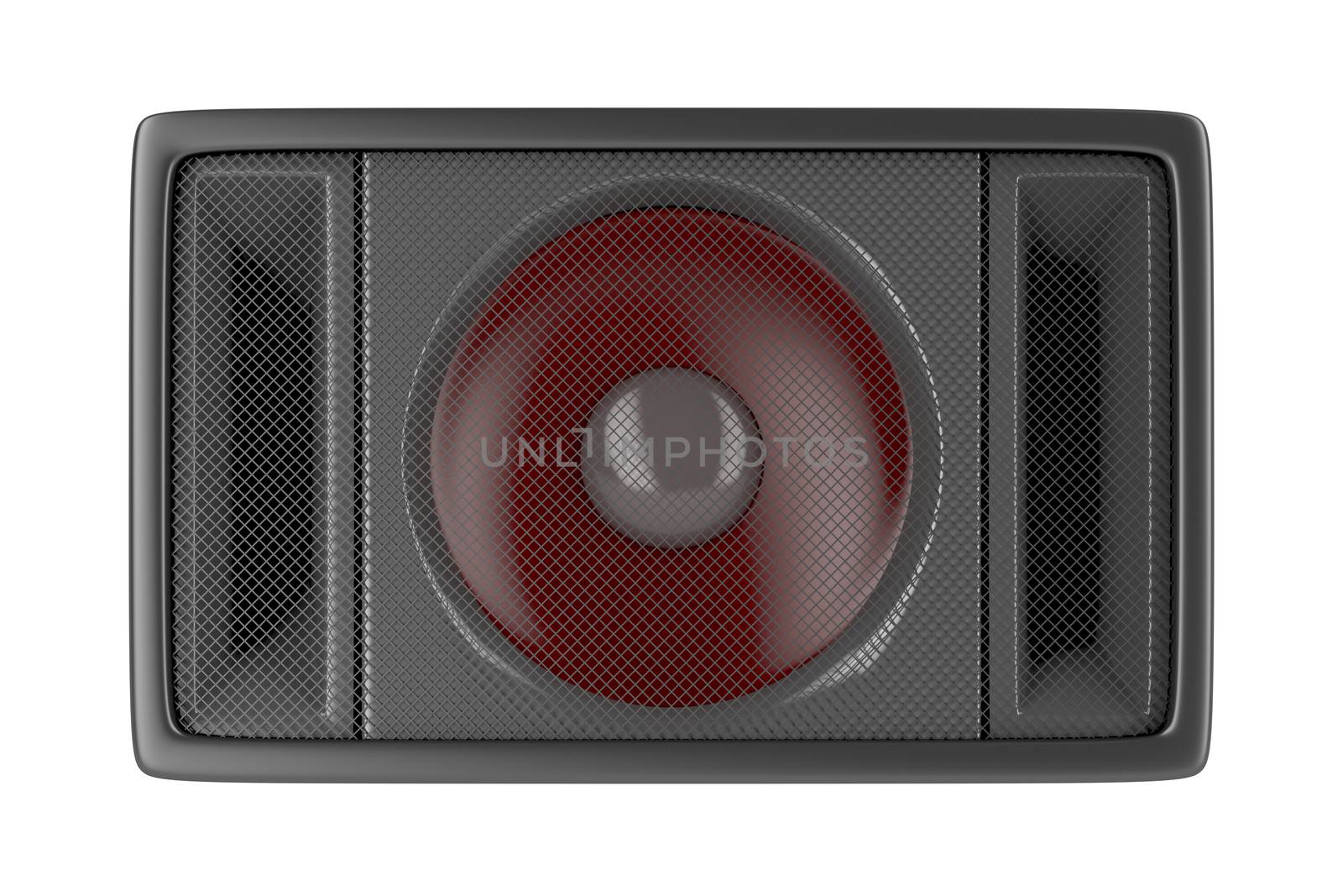 Front view of loudspeaker, isolated on white background 