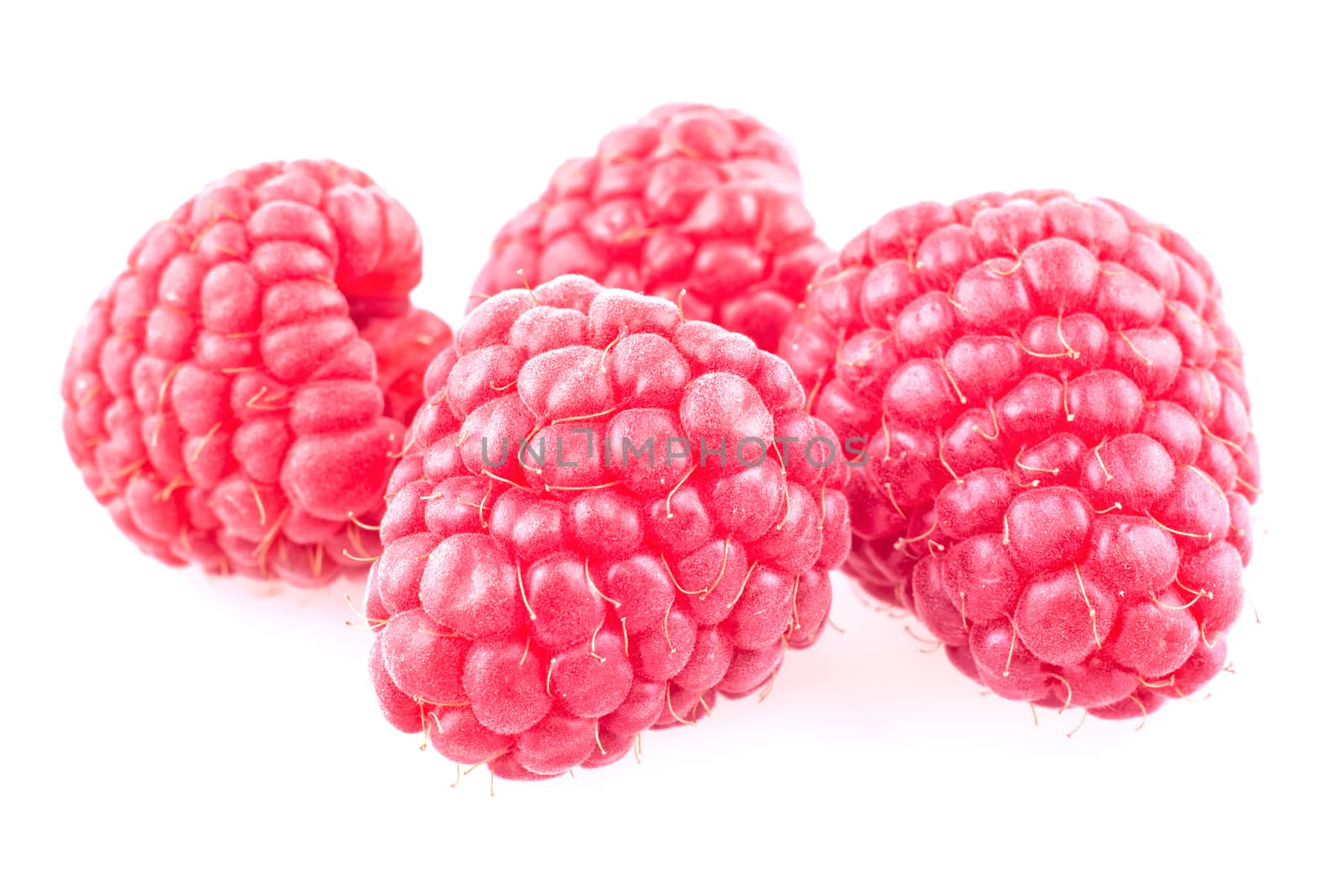 Fresh raspberries isolated on a white background