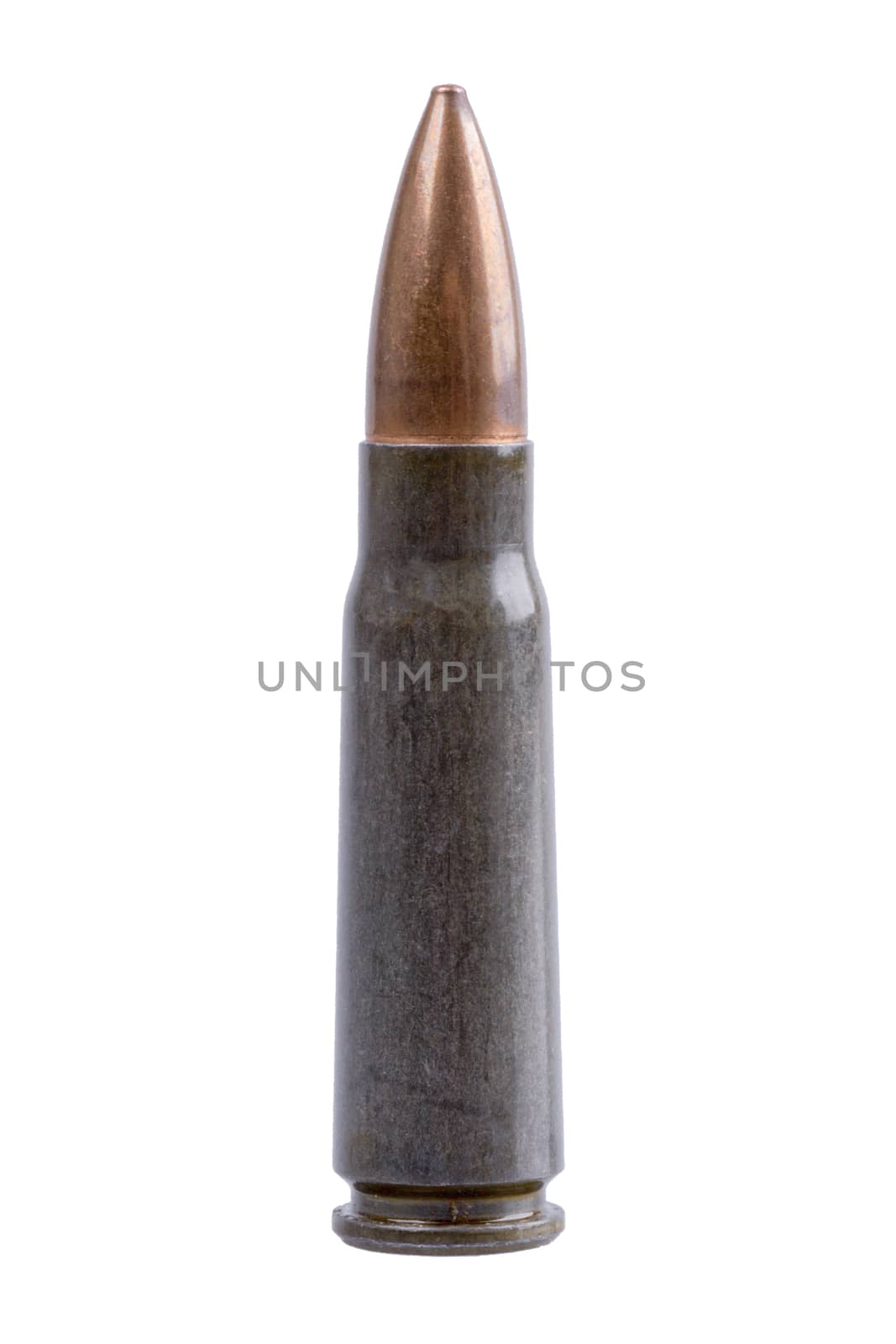 Machine gun bullet isolated on a white background