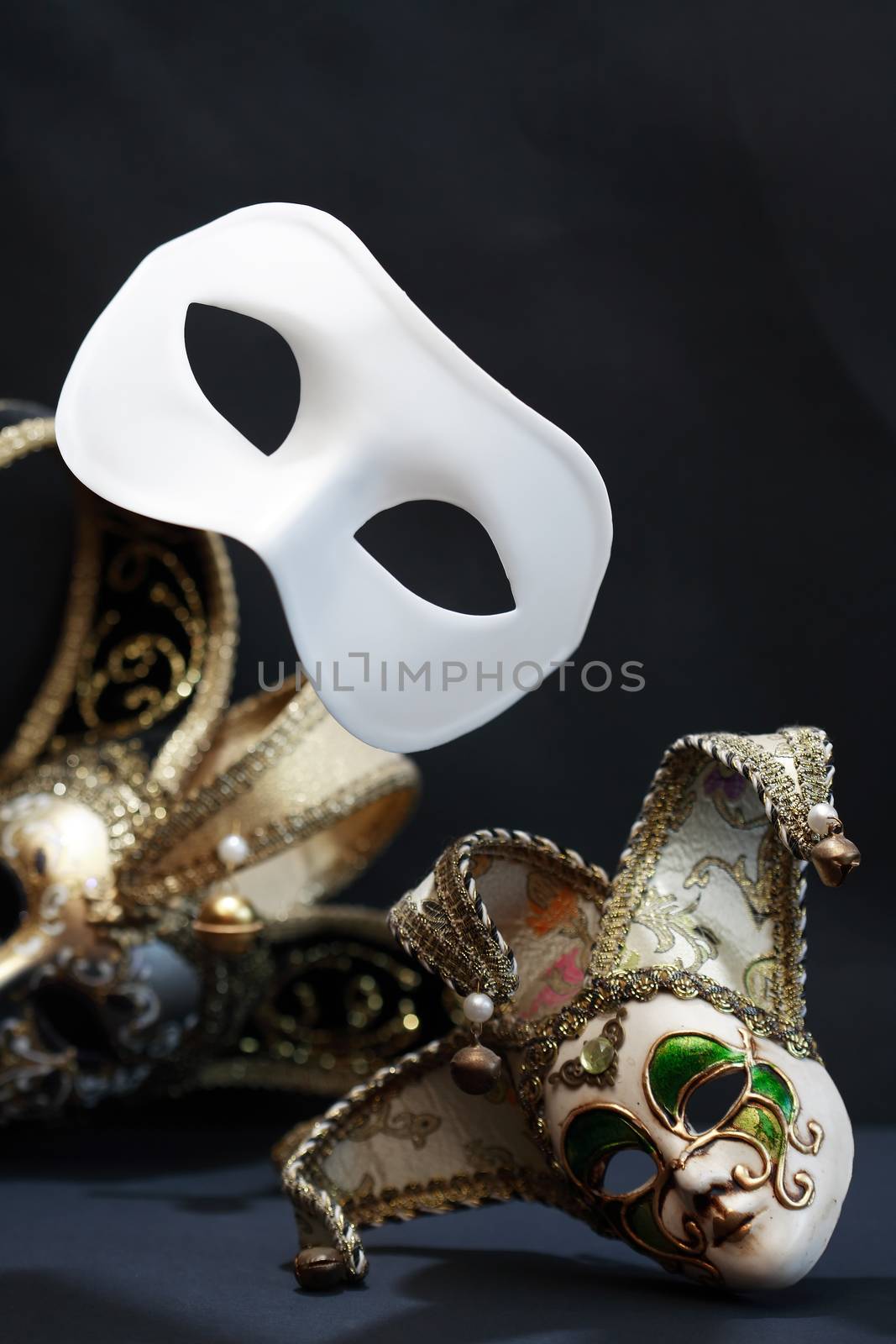 Theater concept. White classical carnival mask. Performance. Flight. Freedom