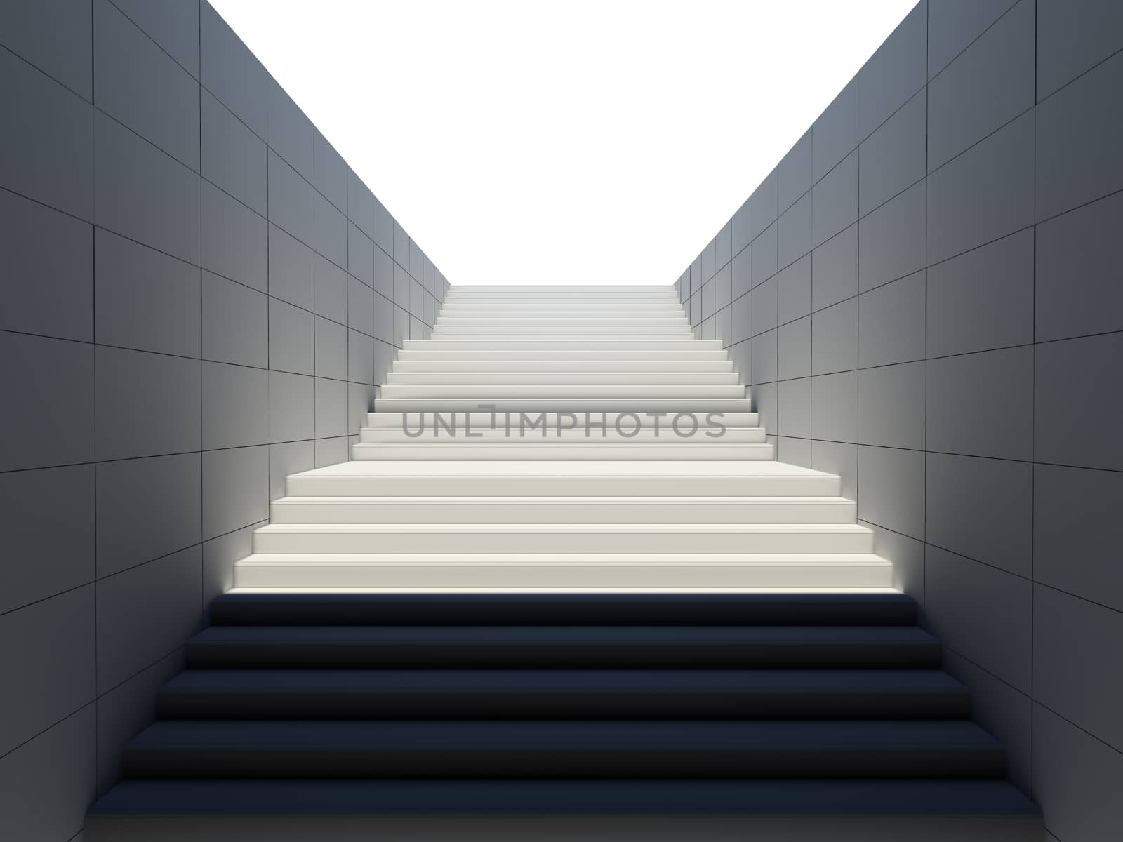 Empty white stairs in pedestrian subway by cherezoff