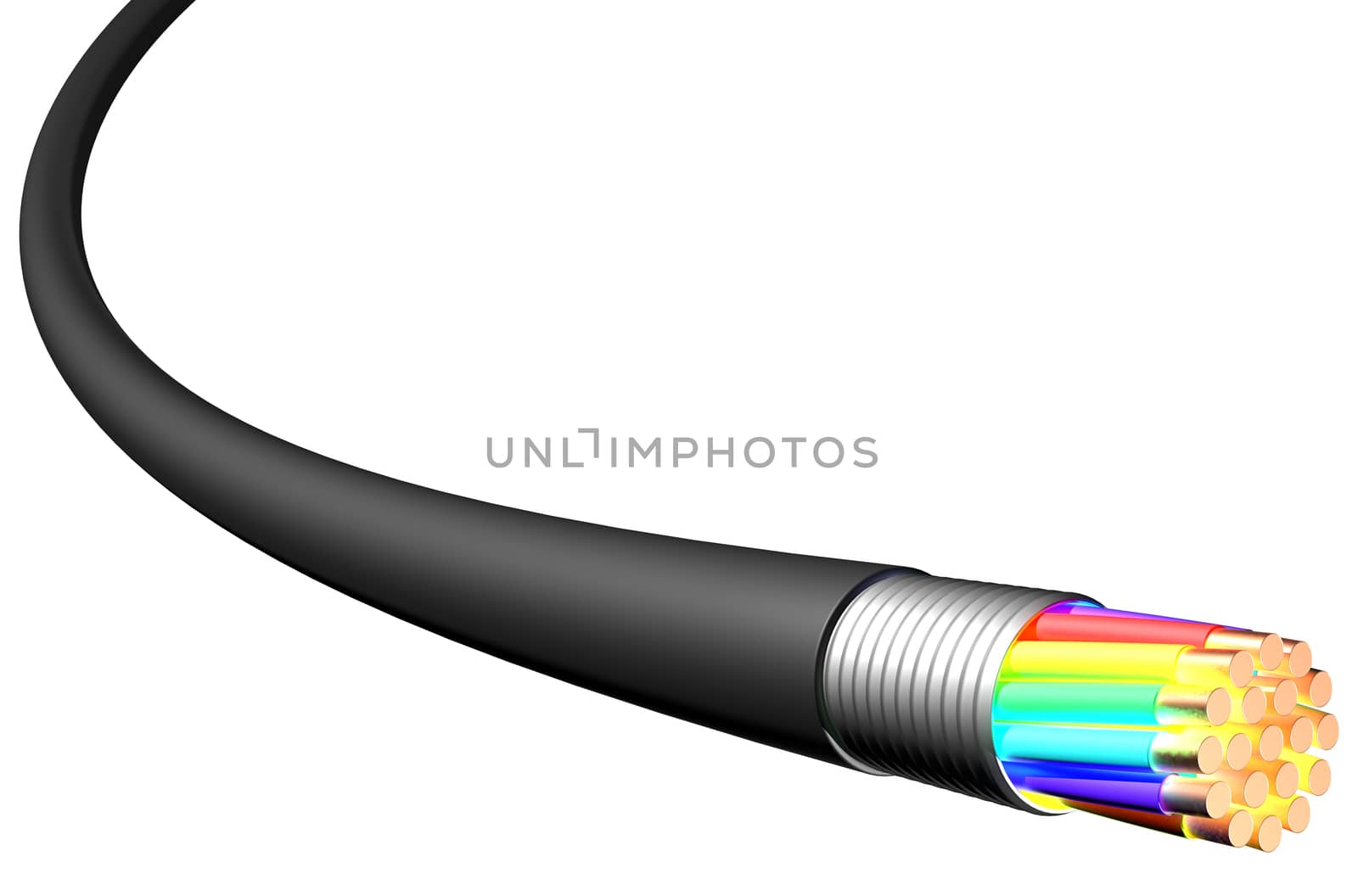 Electrical cable on white background. Close-up by cherezoff