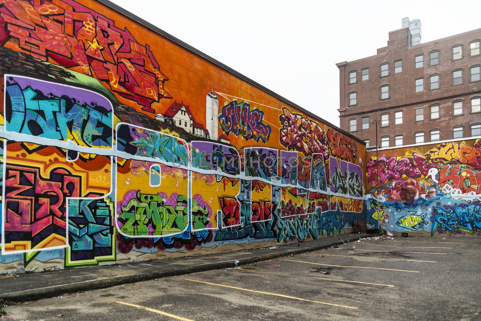 Grafiti on the Street near the Old Port District in Portland Maine