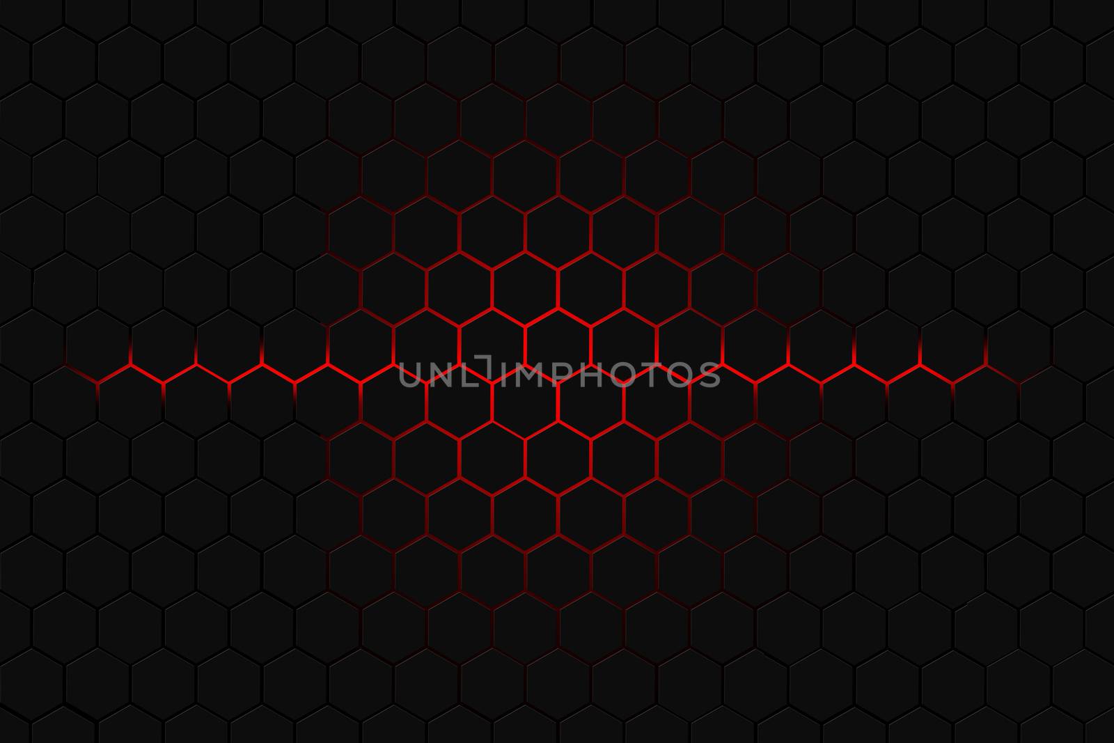 black hexagon and red neon light background and texture