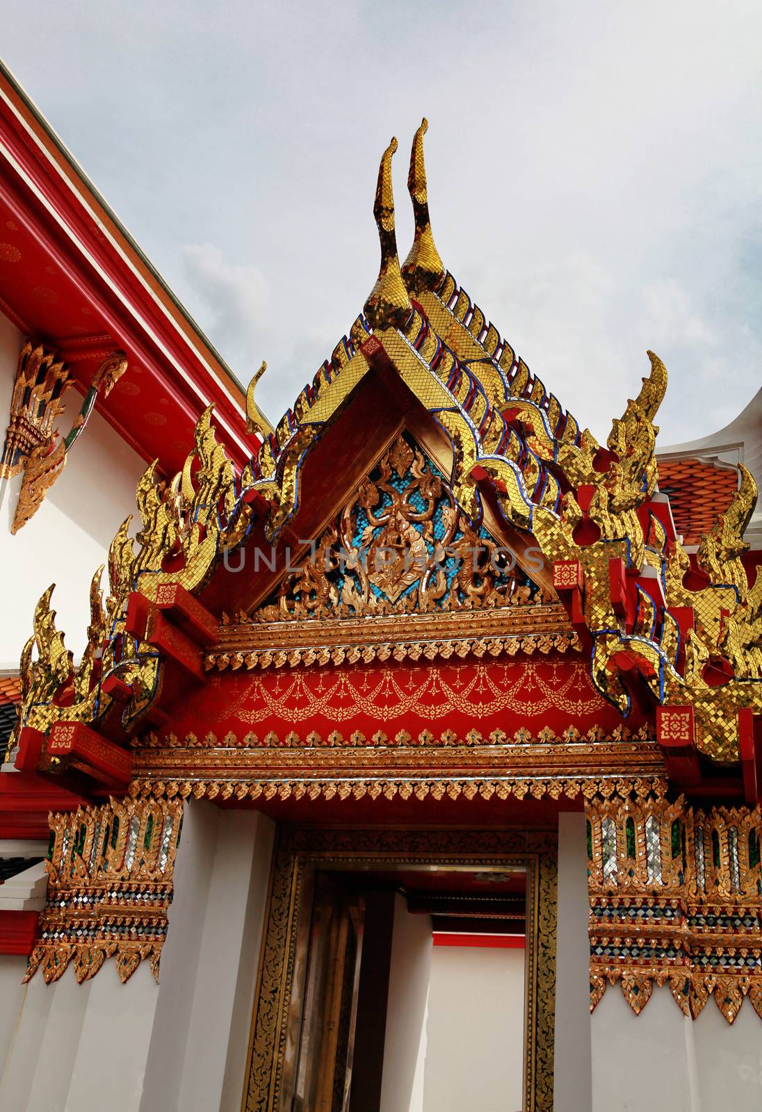 part of Buddhist temple gable by ssuaphoto