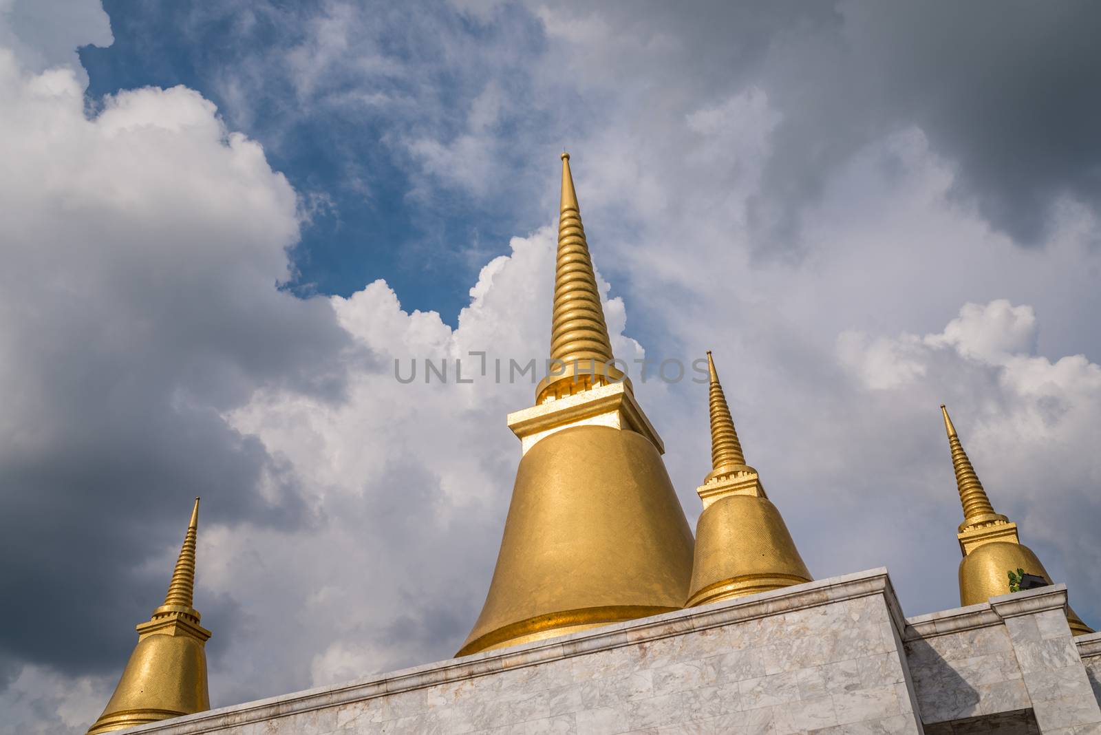 Nakhon Pathom, Thailand - July 17, 2016  The golden stupa at Phutthamonthon park in the Phutthamonthon district. One of a famous place for Buddhism. Located on the west of Bangkok