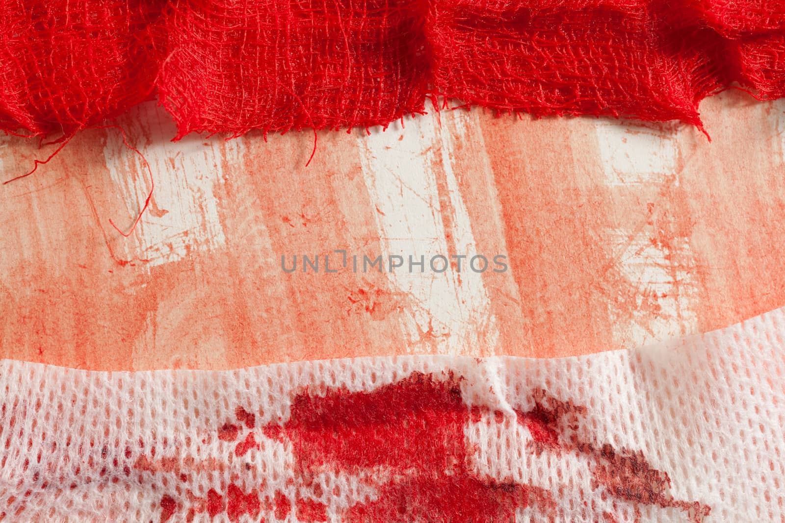 Gauze with blood on white background