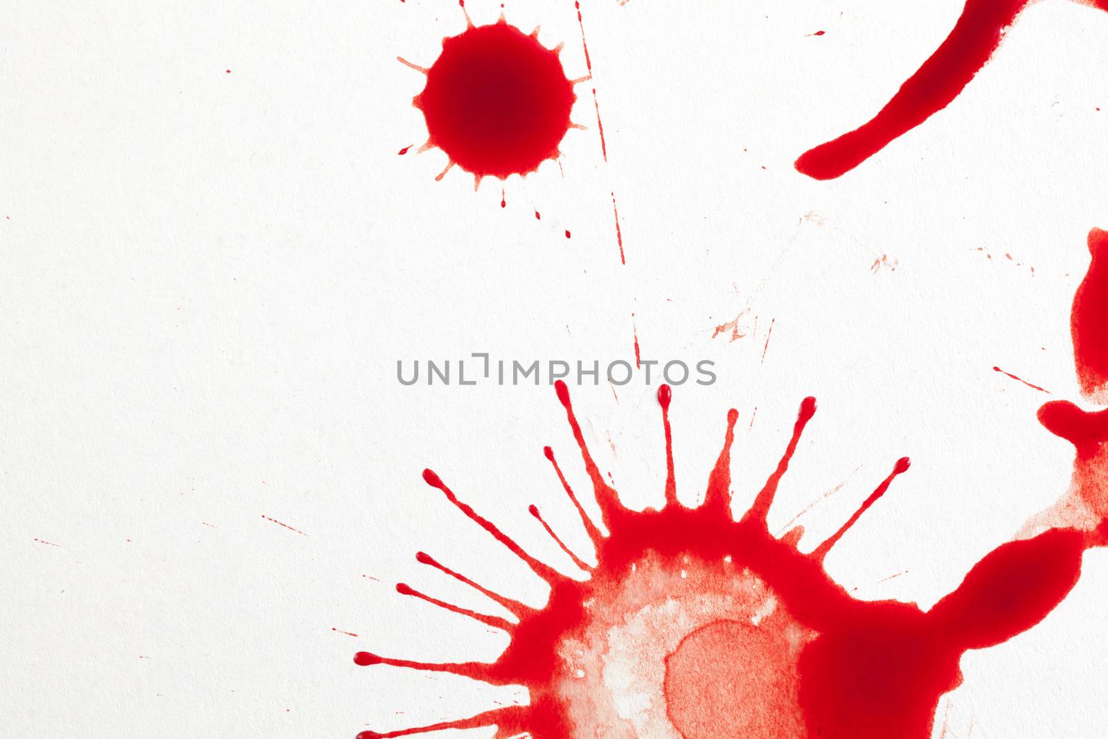 Blood smear droplets isolated on white background