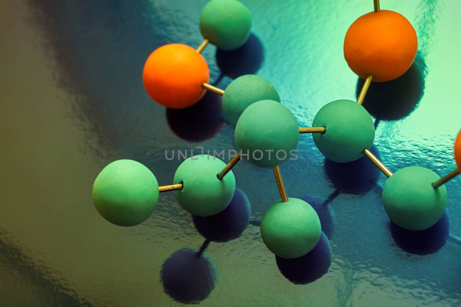 Science Molecule. Chemistry DNA molecule lab test on blue background