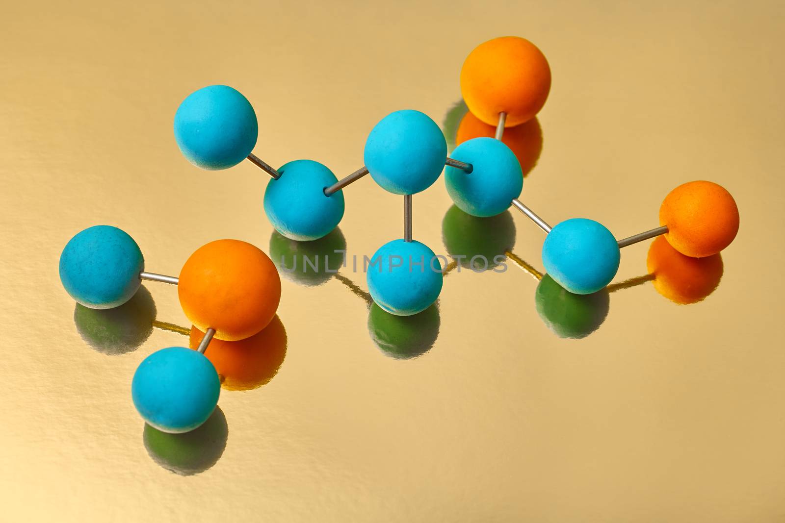 Science Molecule. Chemistry DNA molecule lab test on yellow background