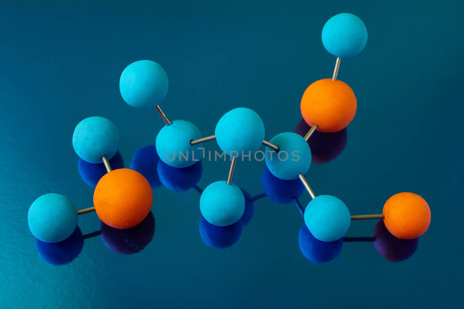 Science Molecule. Chemistry DNA molecule lab test on blue background