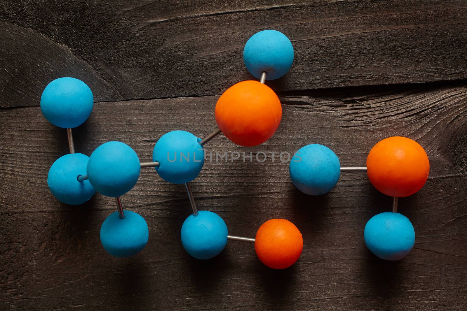 Science Molecule. Chemistry DNA molecule lab test on wooden background
