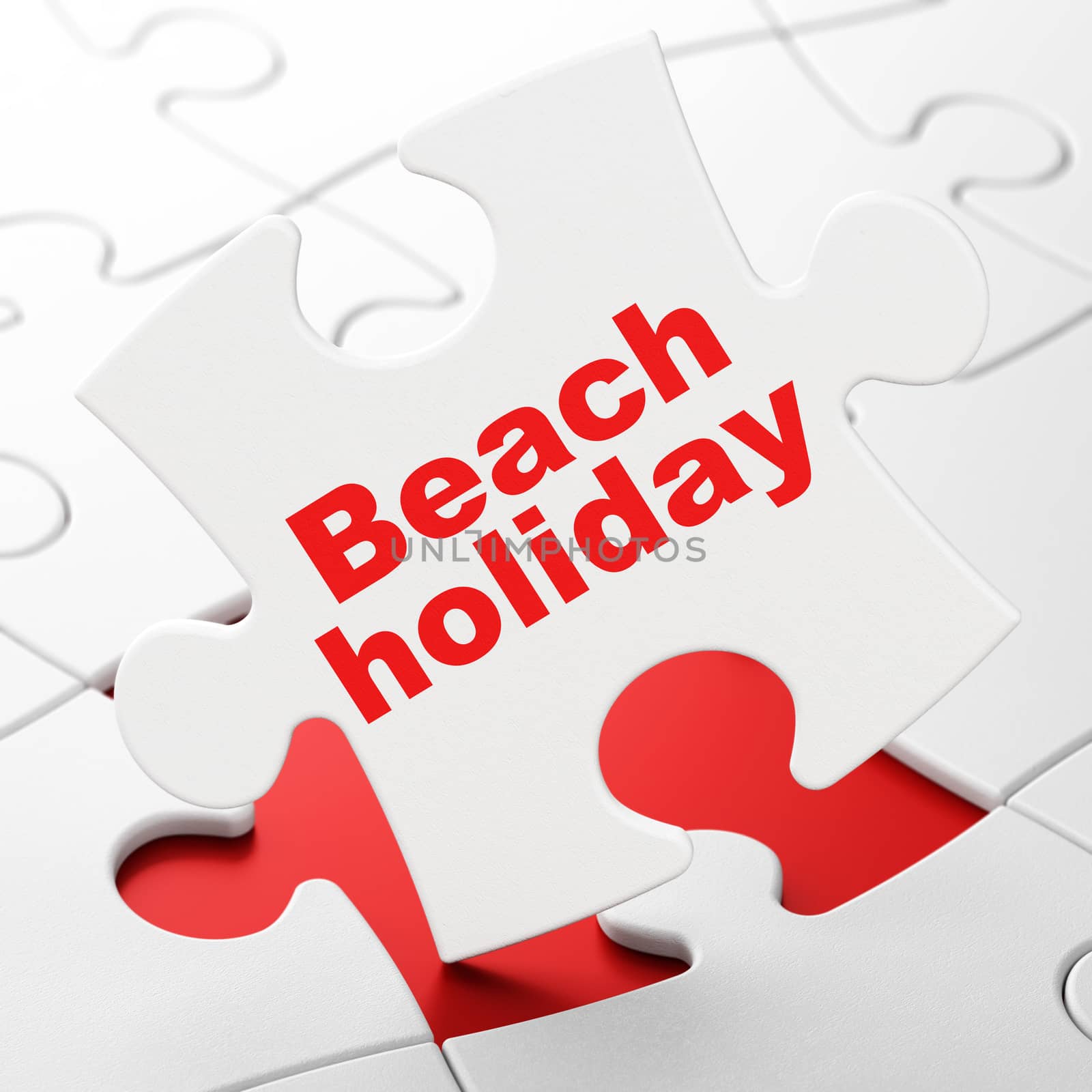 Travel concept: Beach Holiday on puzzle background by maxkabakov