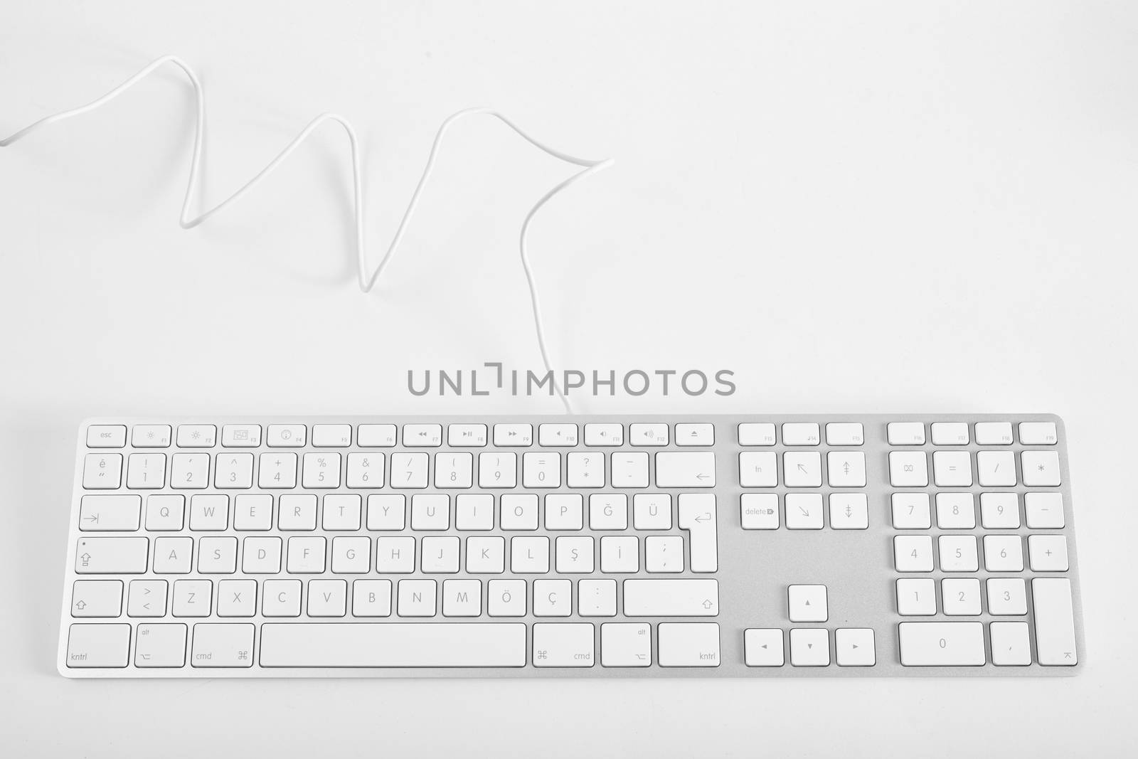 White computer keyboard on a white background