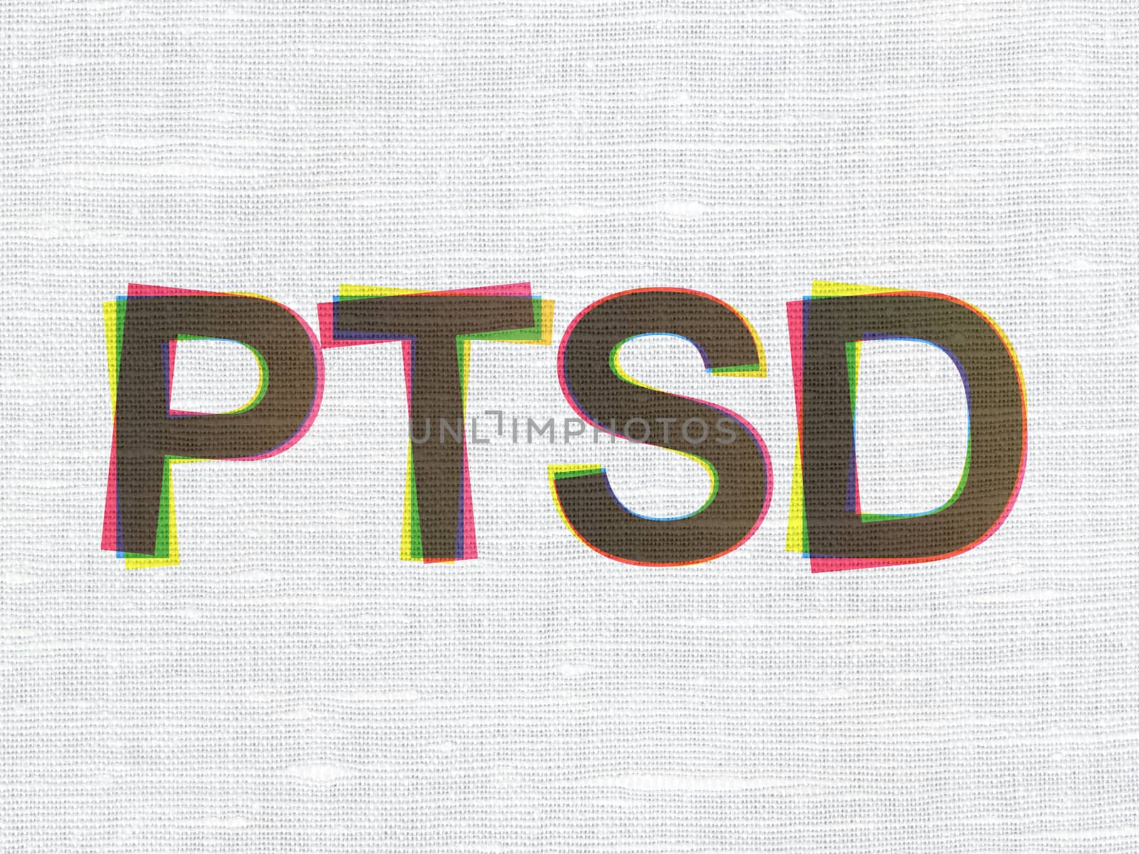 Medicine concept: PTSD on fabric texture background by maxkabakov