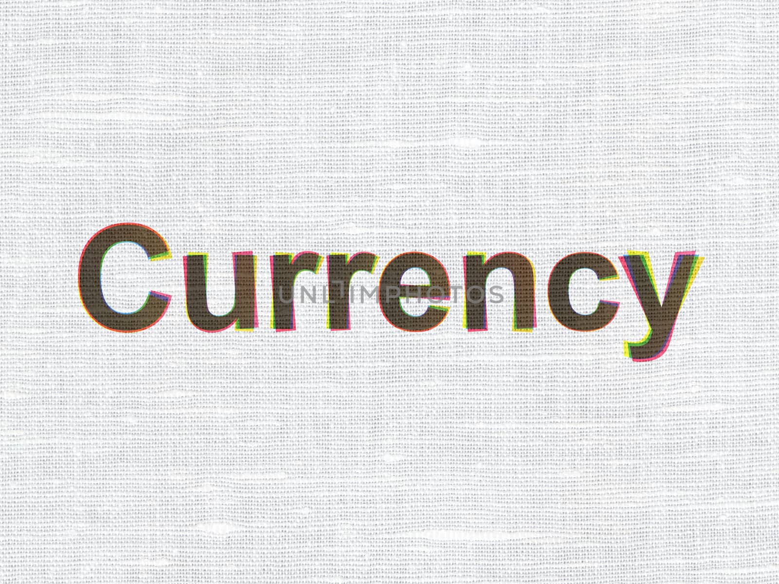 Banking concept: CMYK Currency on linen fabric texture background