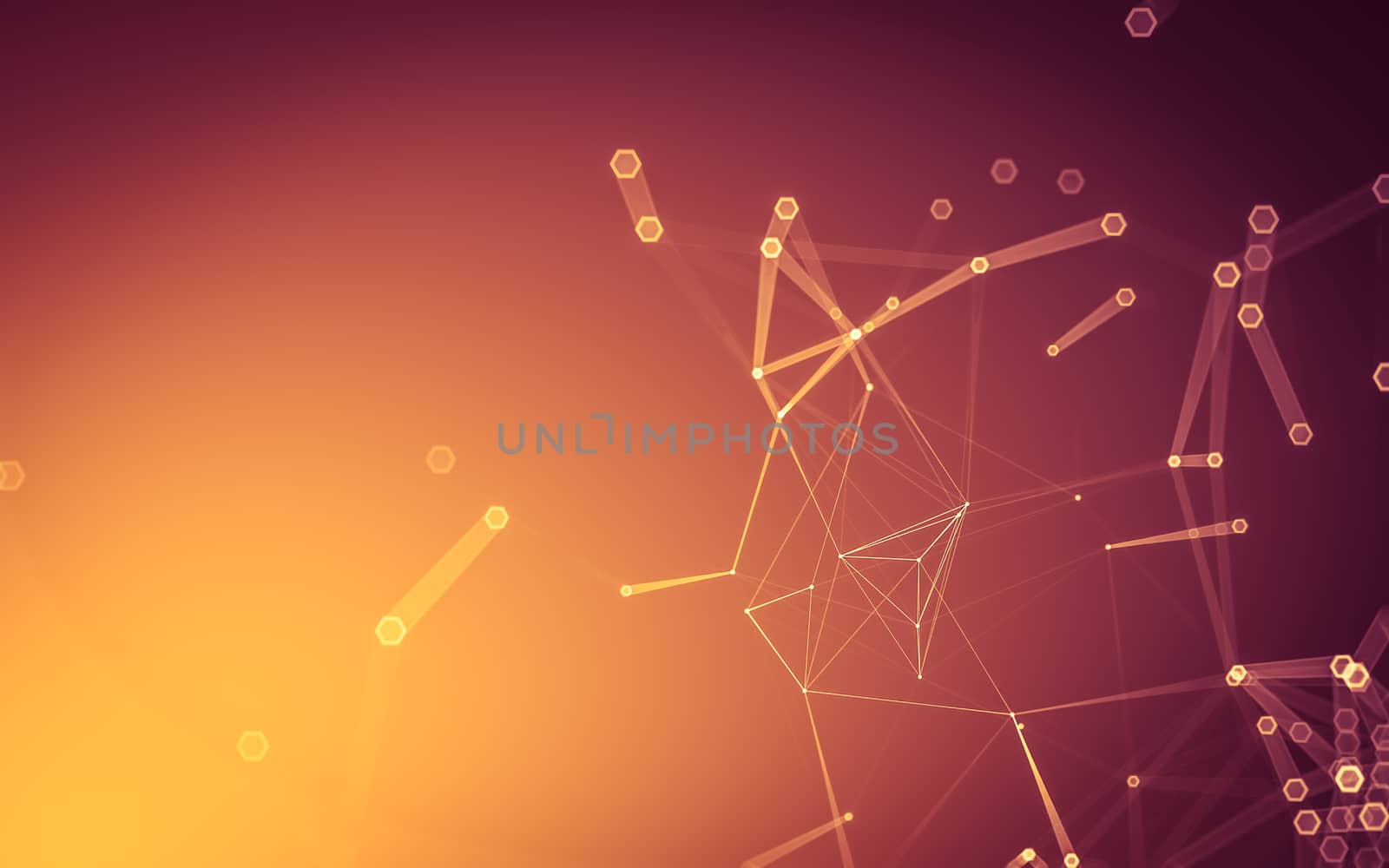 Abstract polygonal space low poly dark background with connecting dots and lines. Connection structure. 3d rendering