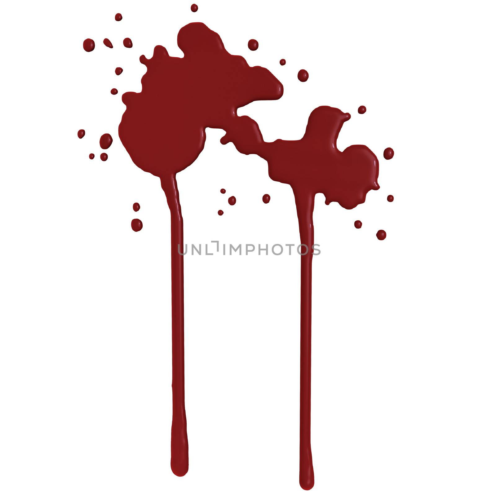 Red blood splash isolated in white background - 3D render